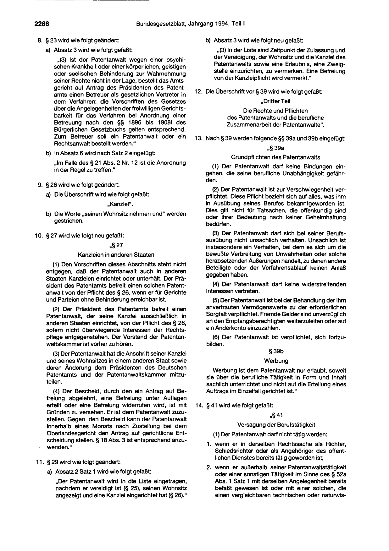 BGBl. 1994, Seite 2286 — Originalseite als Abbildung