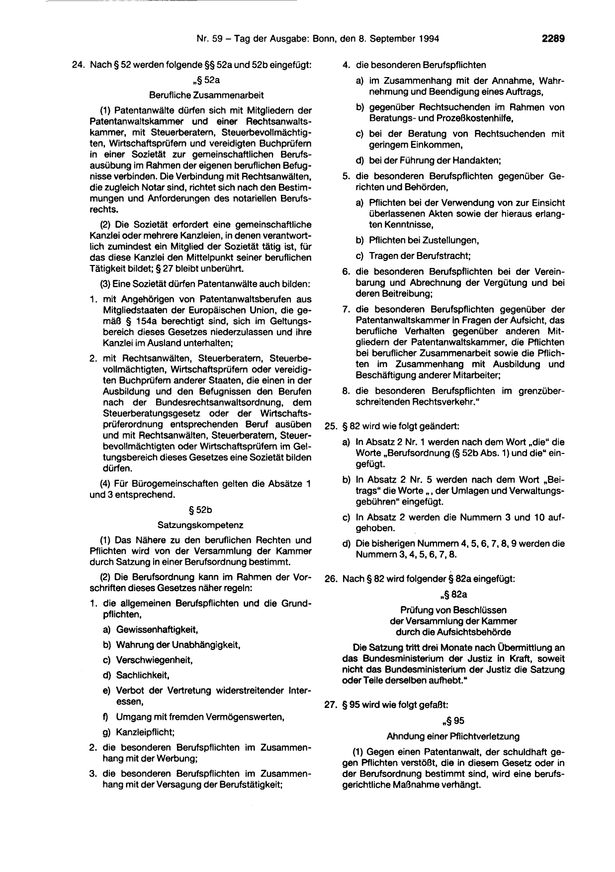 BGBl. 1994, Seite 2289 — Originalseite als Abbildung