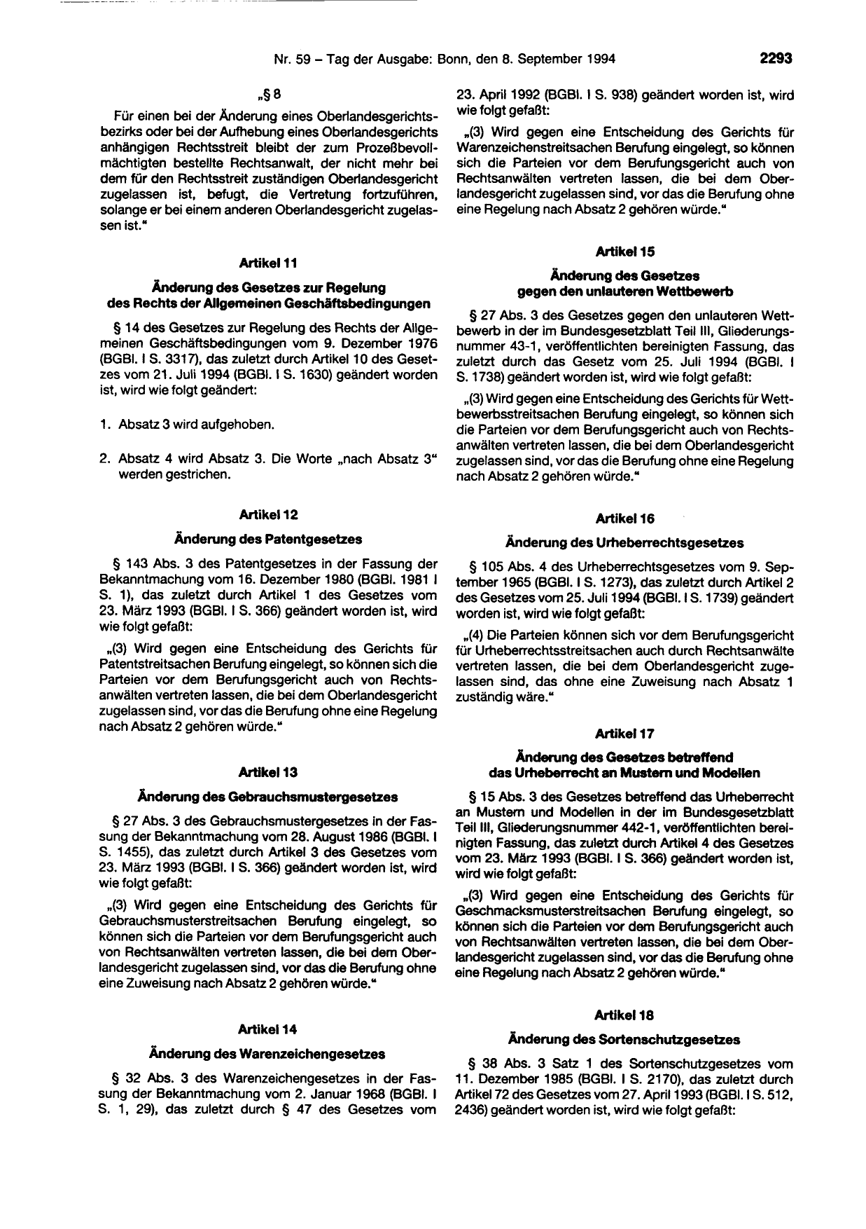 BGBl. 1994, Seite 2293 — Originalseite als Abbildung