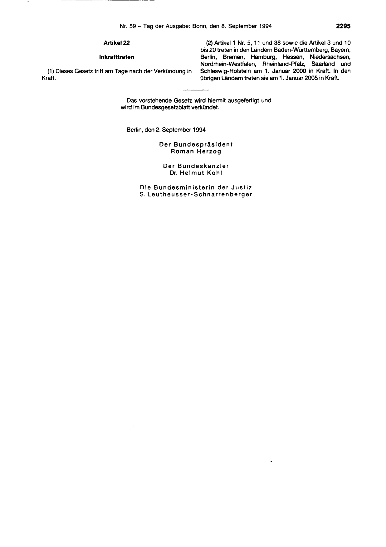 BGBl. 1994, Seite 2295 — Originalseite als Abbildung