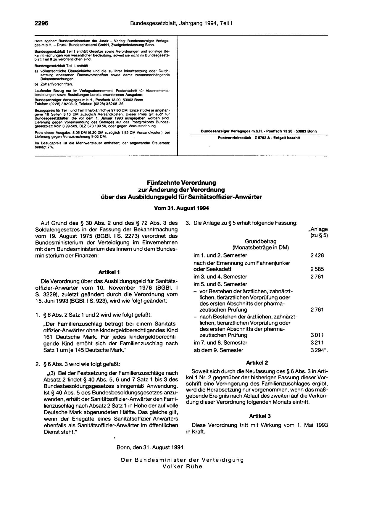 BGBl. 1994, Seite 2296 — Originalseite als Abbildung