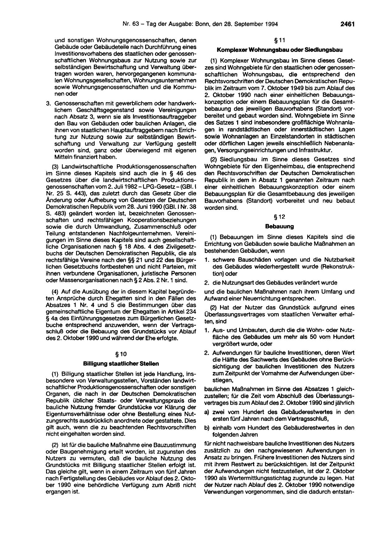 BGBl. 1994, Seite 2461 — Originalseite als Abbildung