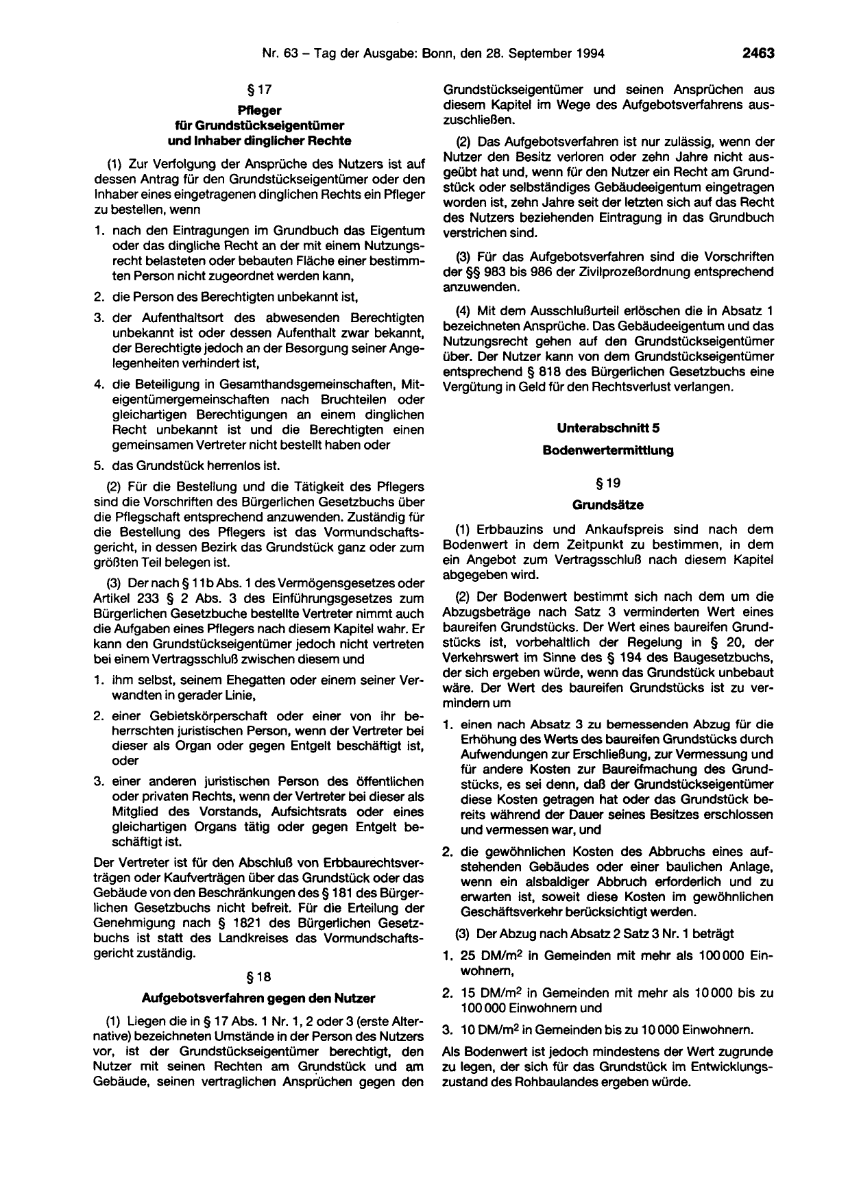 BGBl. 1994, Seite 2463 — Originalseite als Abbildung
