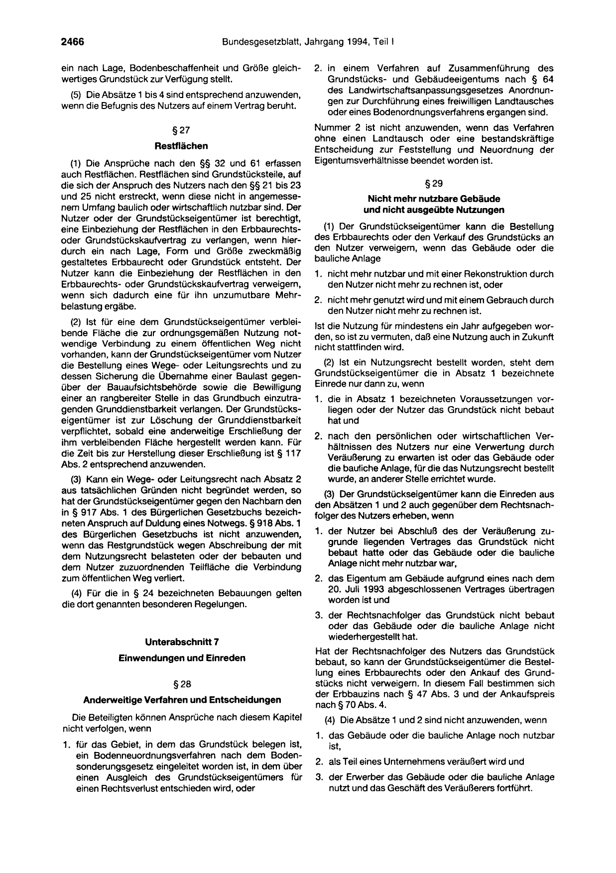 BGBl. 1994, Seite 2466 — Originalseite als Abbildung