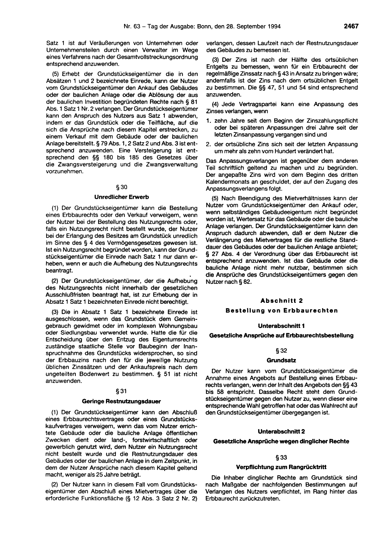 BGBl. 1994, Seite 2467 — Originalseite als Abbildung