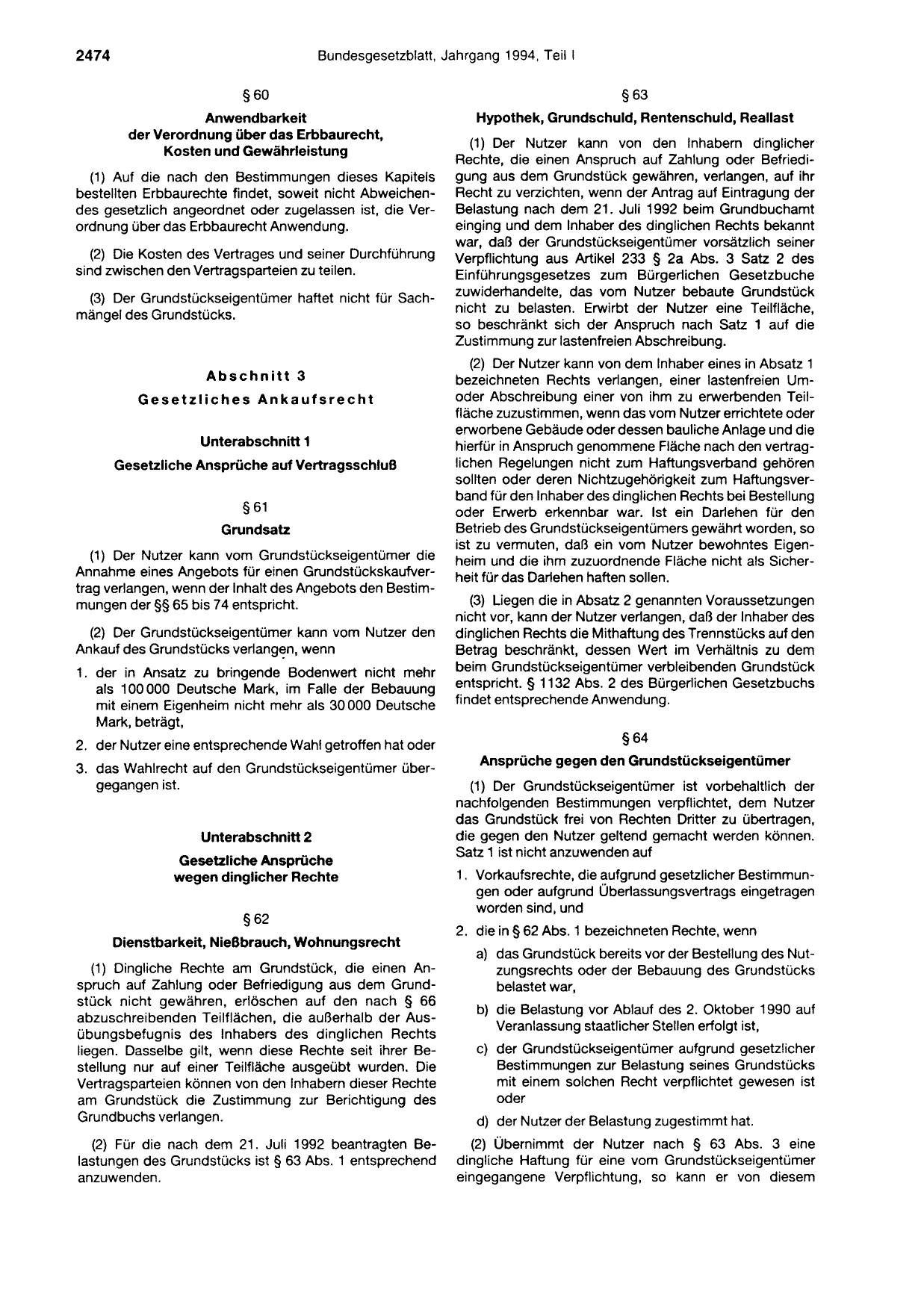 BGBl. 1994, Seite 2474 — Originalseite als Abbildung