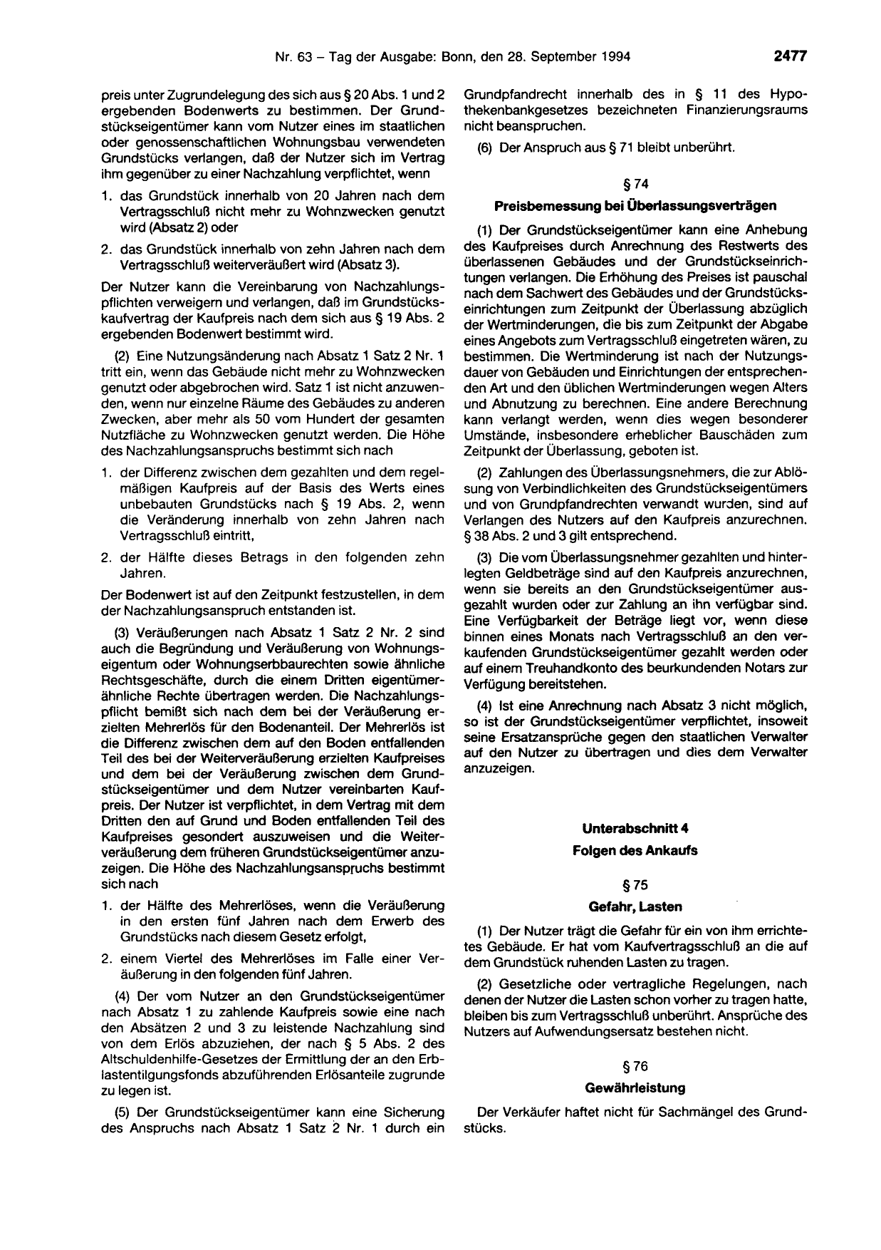 BGBl. 1994, Seite 2477 — Originalseite als Abbildung