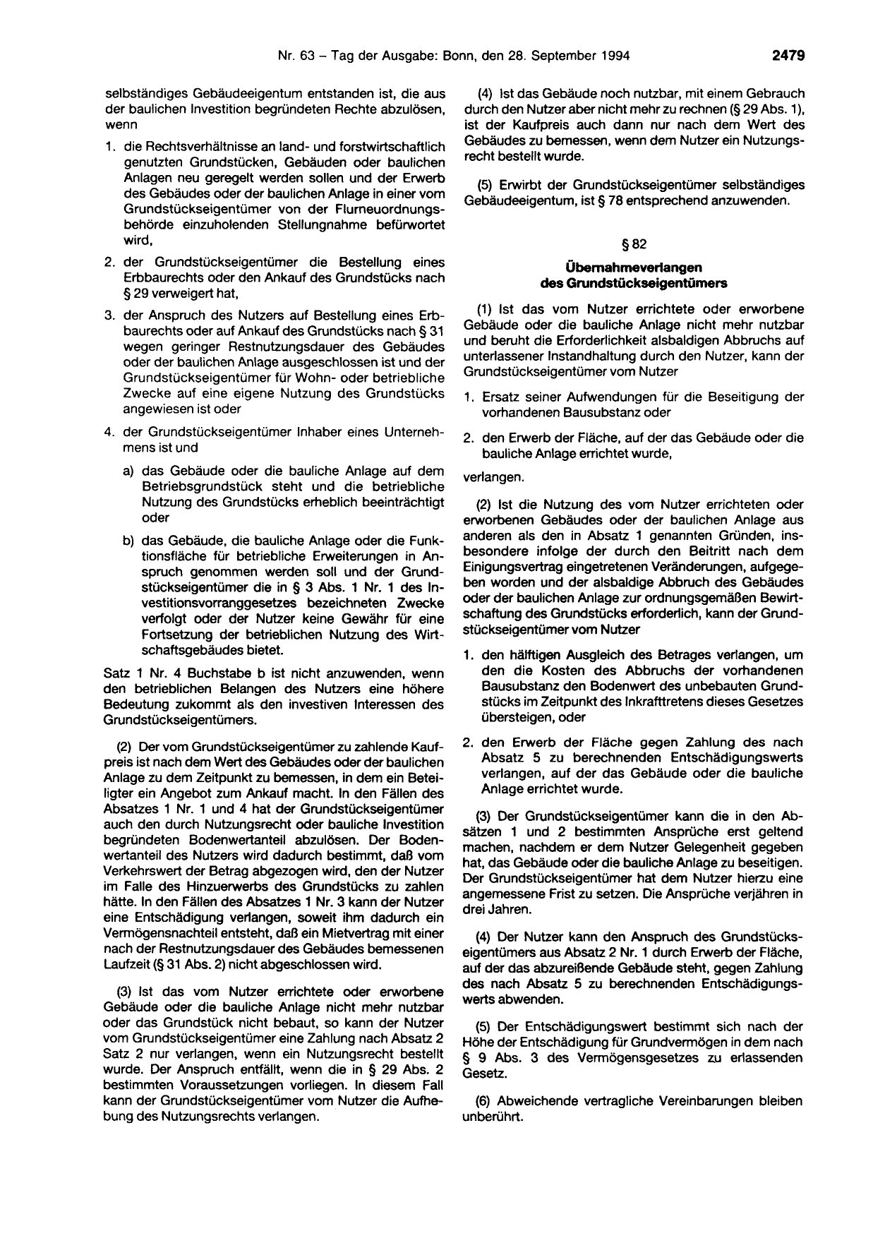 BGBl. 1994, Seite 2479 — Originalseite als Abbildung