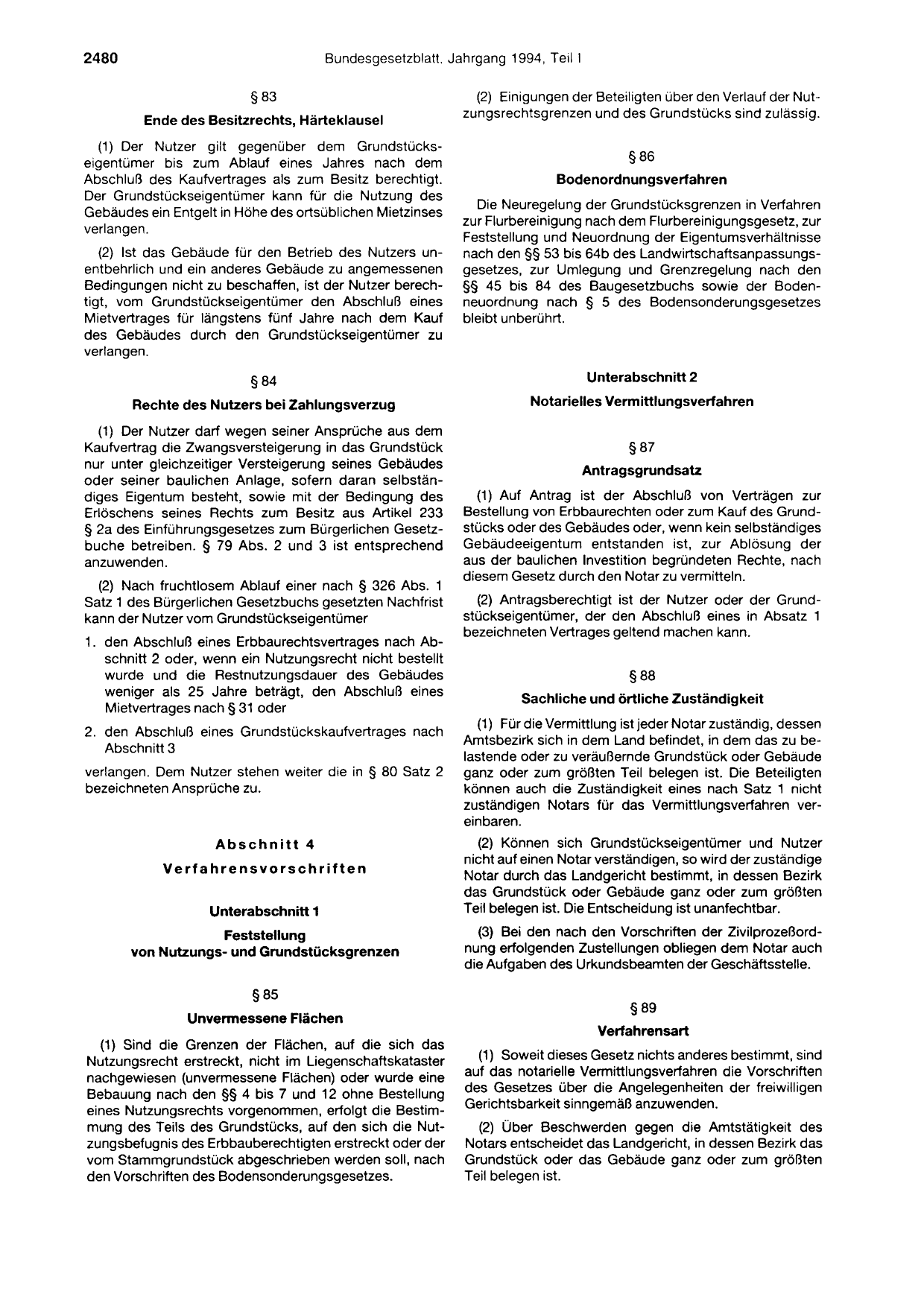 BGBl. 1994, Seite 2480 — Originalseite als Abbildung