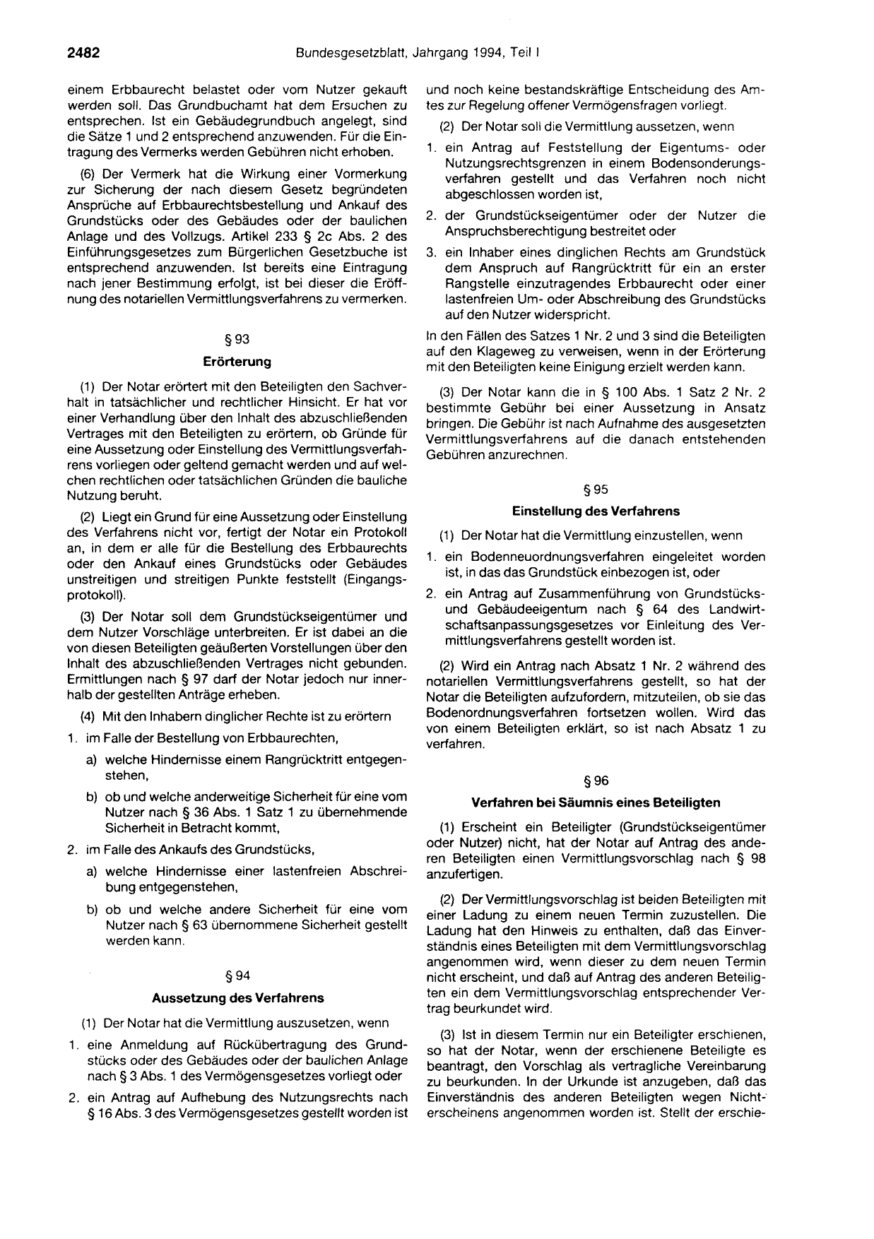 BGBl. 1994, Seite 2482 — Originalseite als Abbildung