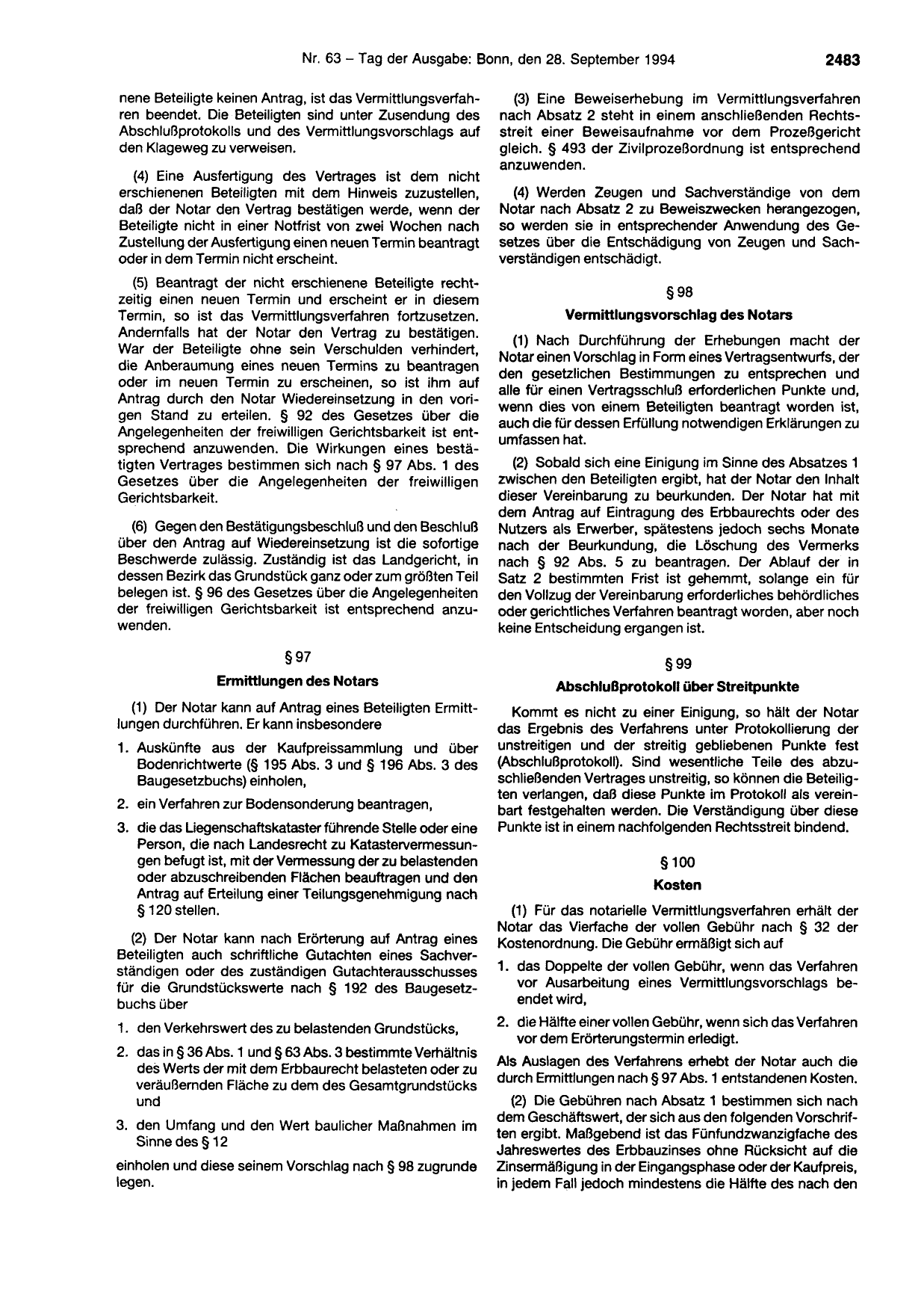 BGBl. 1994, Seite 2483 — Originalseite als Abbildung