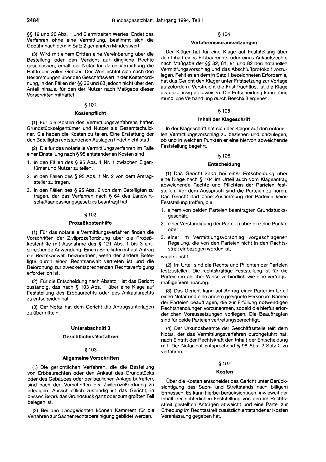BGBl. 1994, Seite 2484 — Originalseite als Abbildung