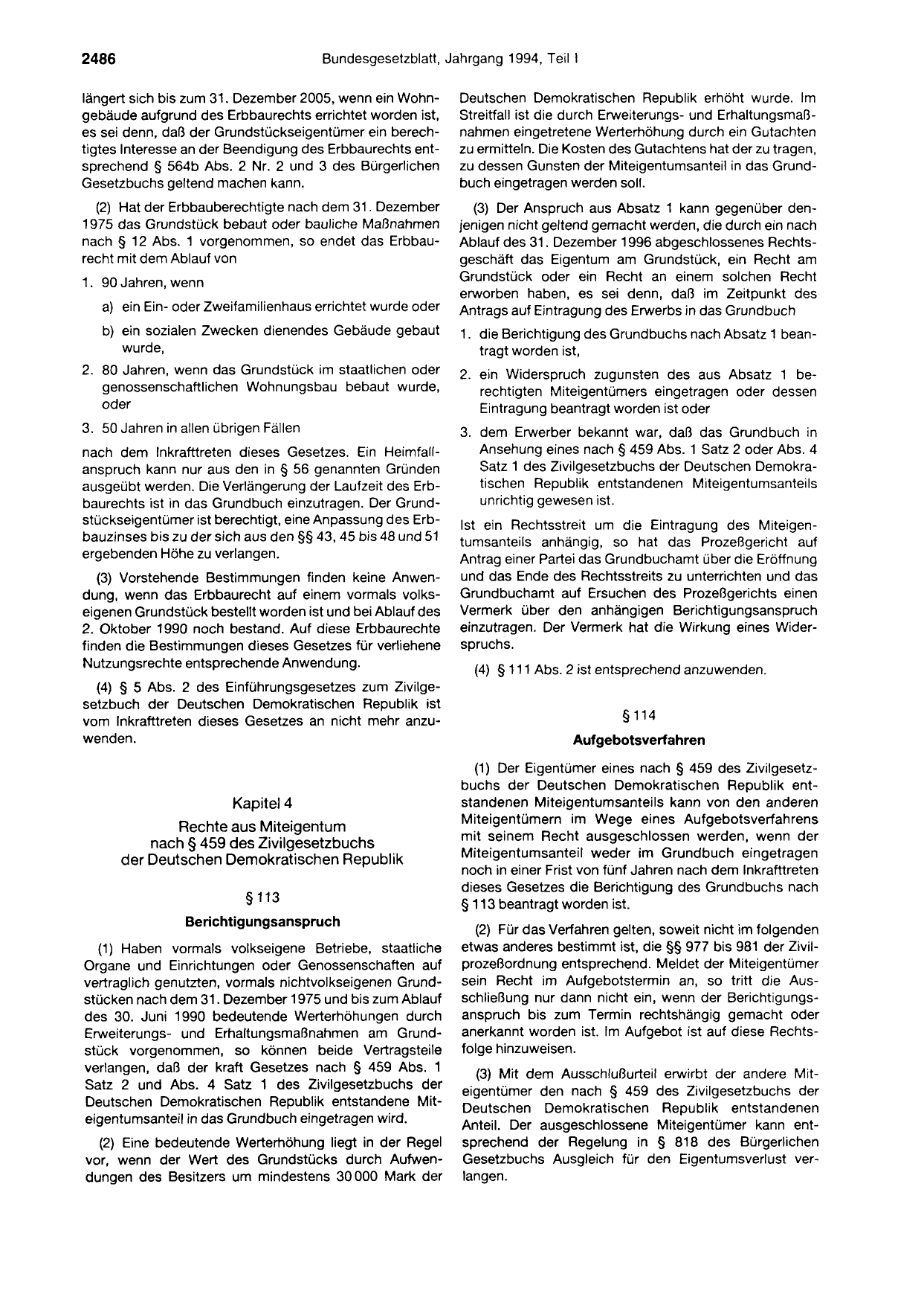 BGBl. 1994, Seite 2486 — Originalseite als Abbildung
