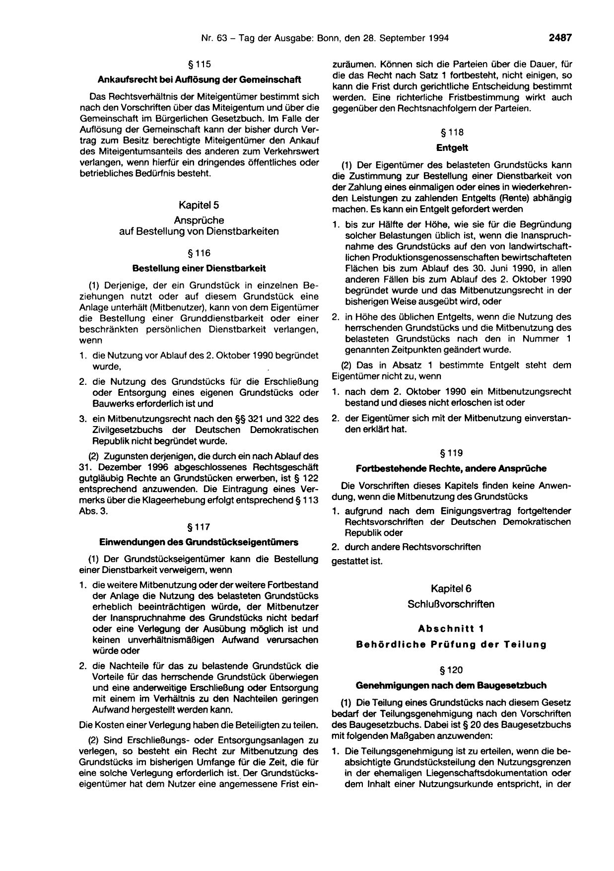 BGBl. 1994, Seite 2487 — Originalseite als Abbildung