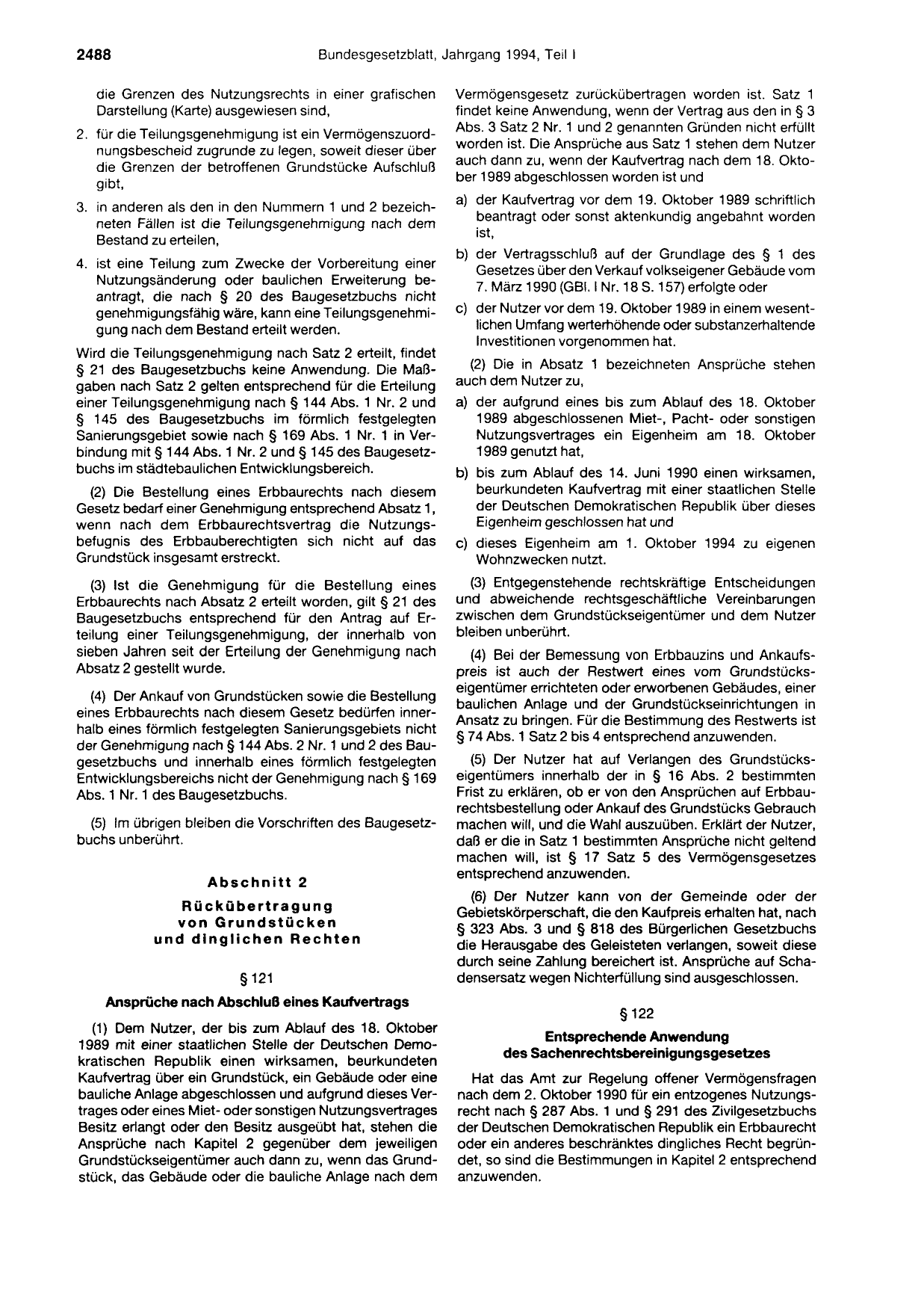 BGBl. 1994, Seite 2488 — Originalseite als Abbildung