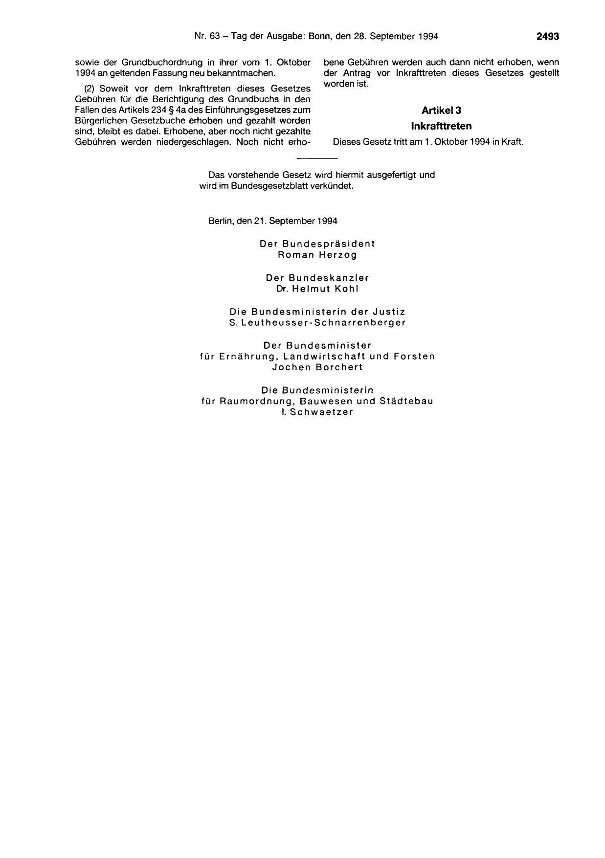 BGBl. 1994, Seite 2493 — Originalseite als Abbildung