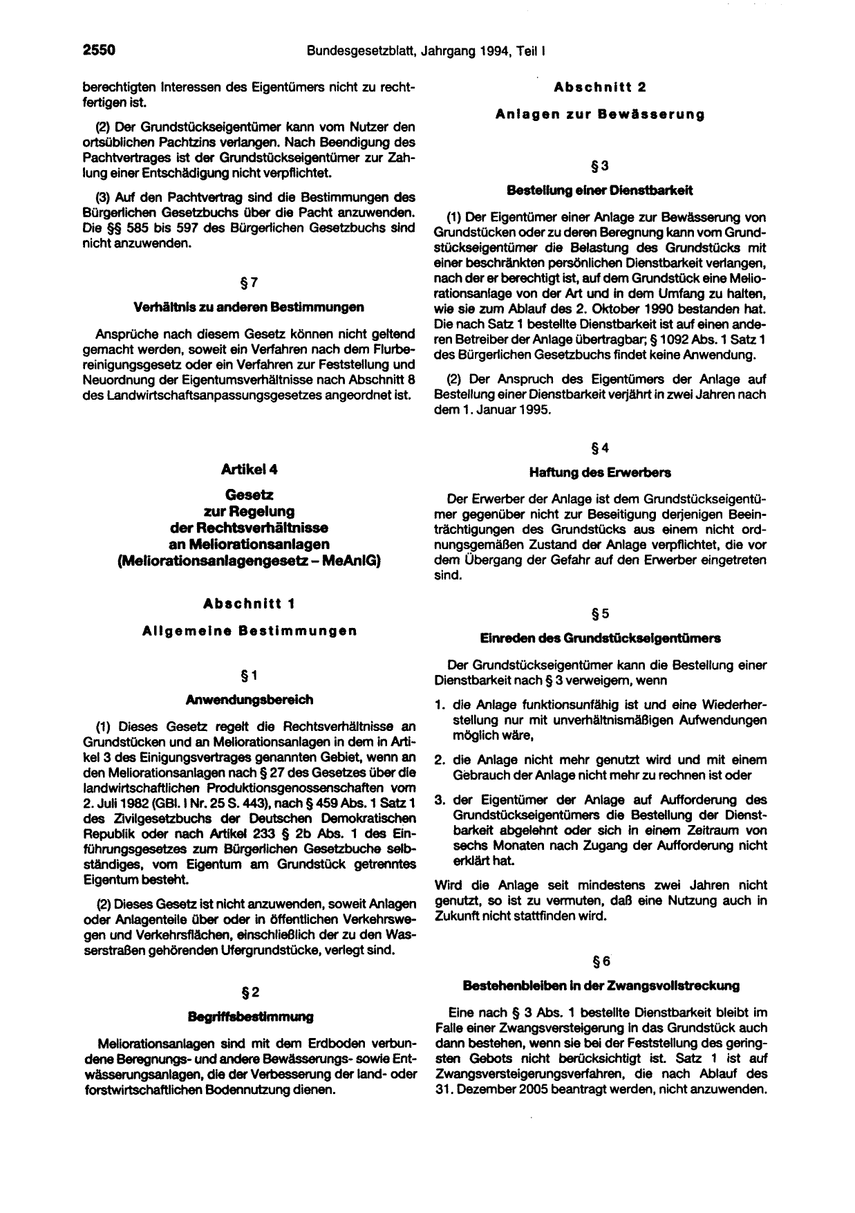 BGBl. 1994, Seite 2550 — Originalseite als Abbildung