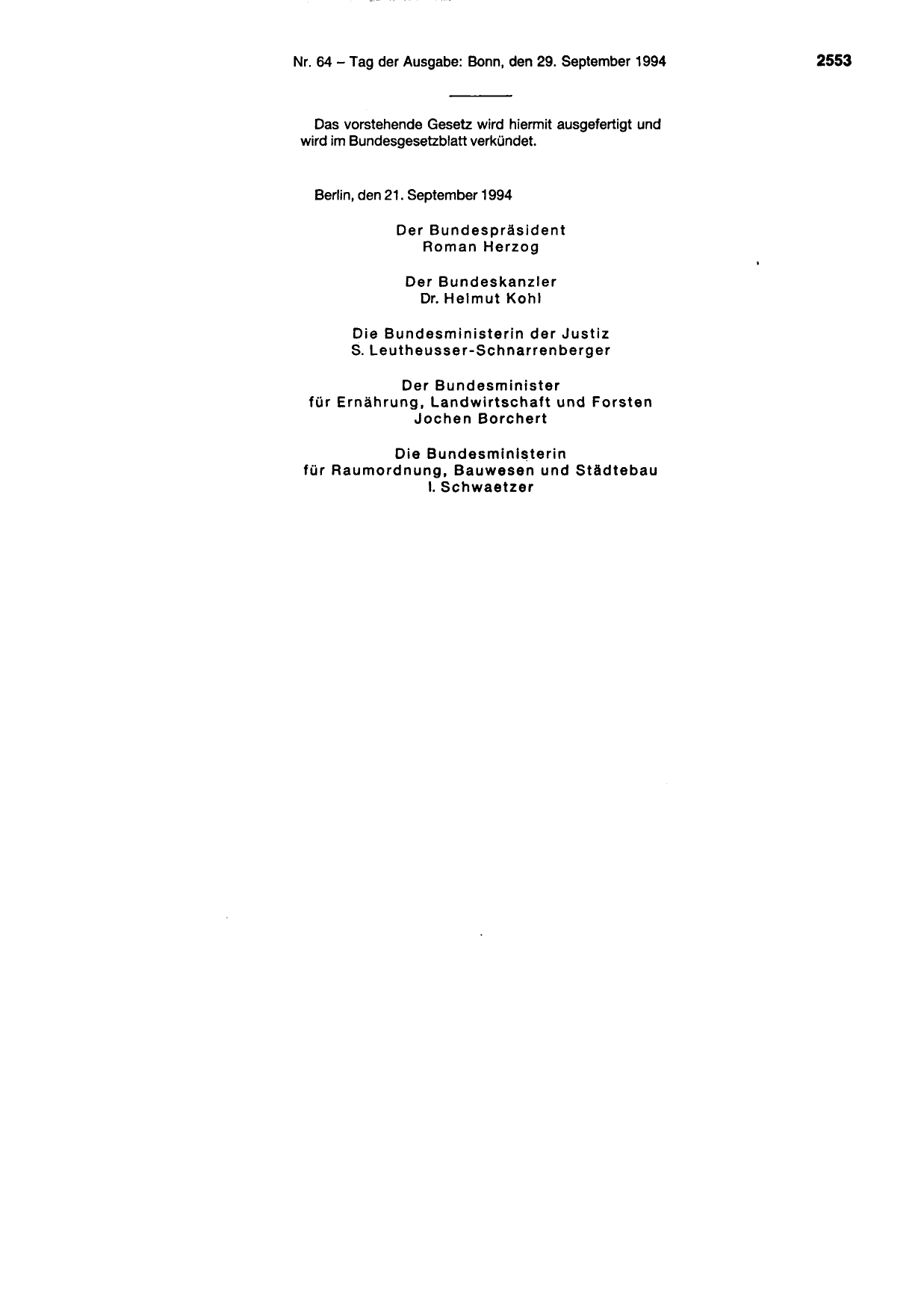 BGBl. 1994, Seite 2553 — Originalseite als Abbildung