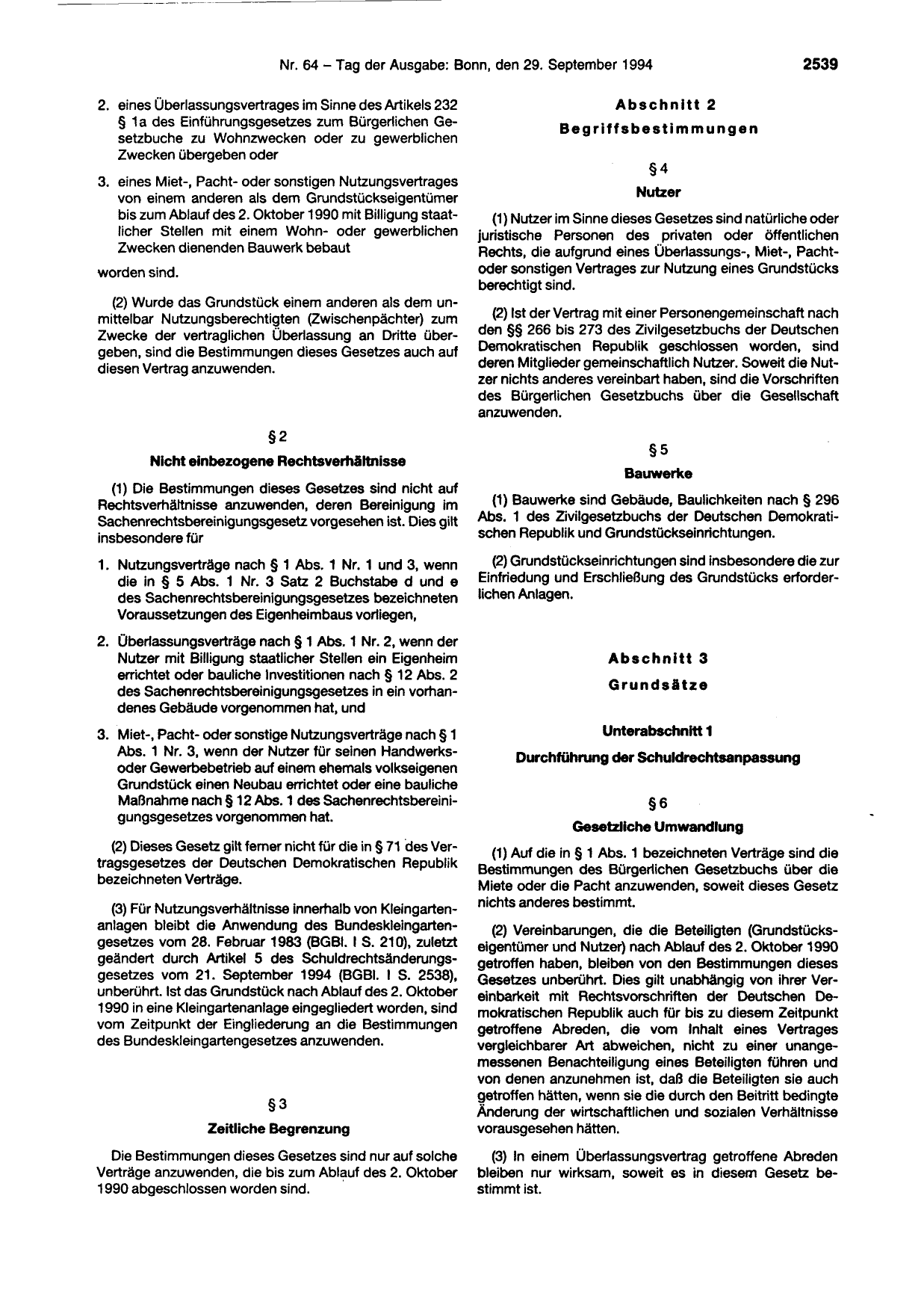 BGBl. 1994, Seite 2539 — Originalseite als Abbildung