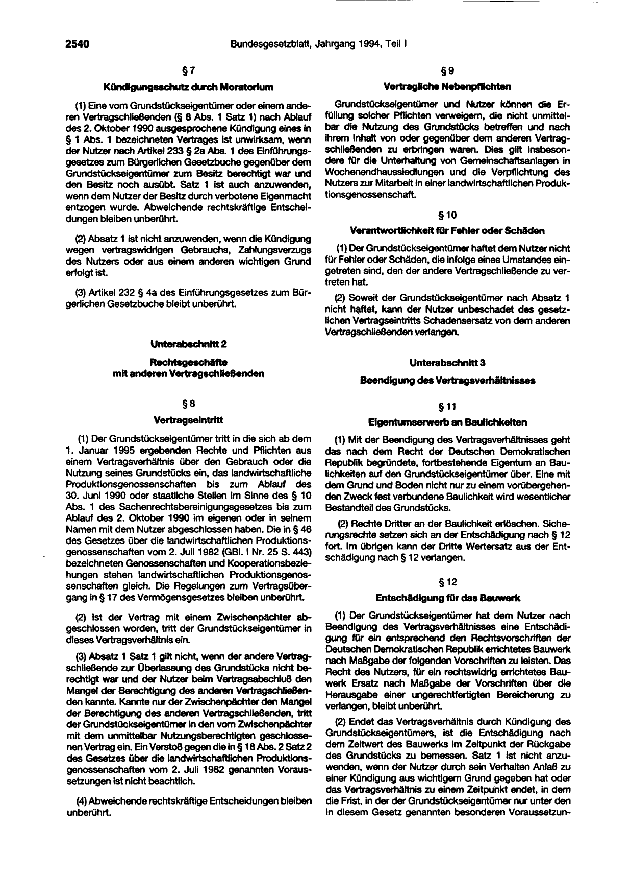 BGBl. 1994, Seite 2540 — Originalseite als Abbildung