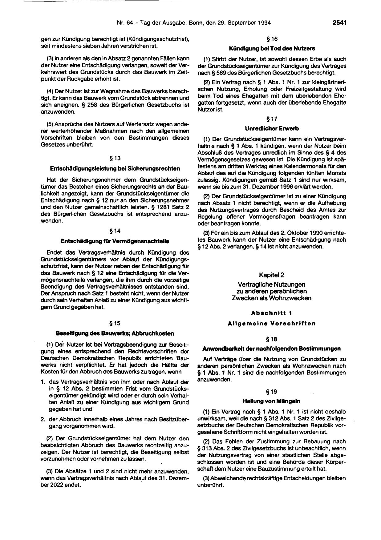 BGBl. 1994, Seite 2541 — Originalseite als Abbildung