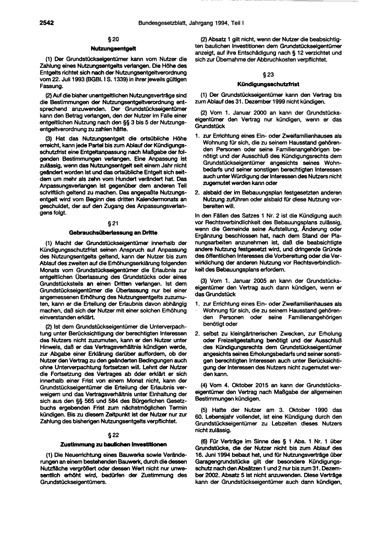 BGBl. 1994, Seite 2542 — Originalseite als Abbildung