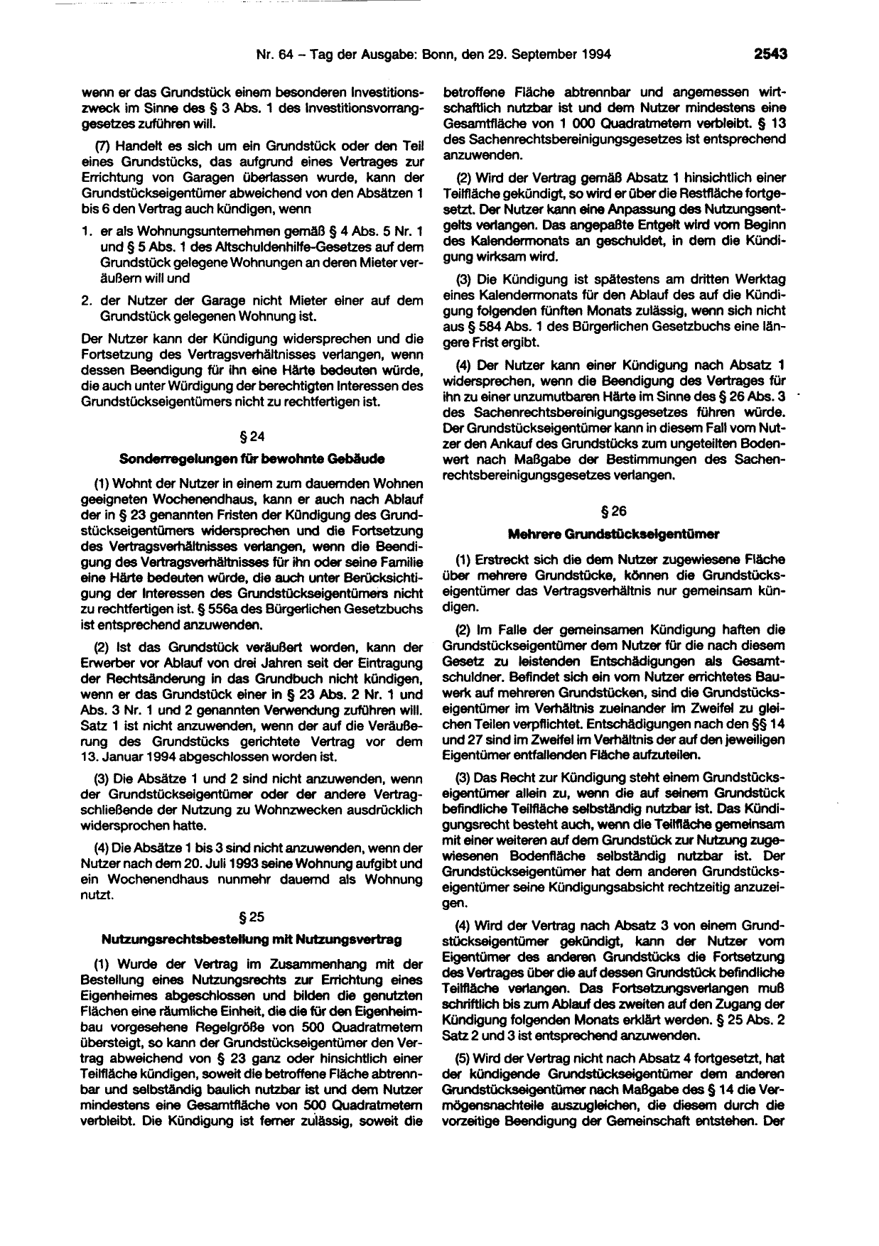 BGBl. 1994, Seite 2543 — Originalseite als Abbildung