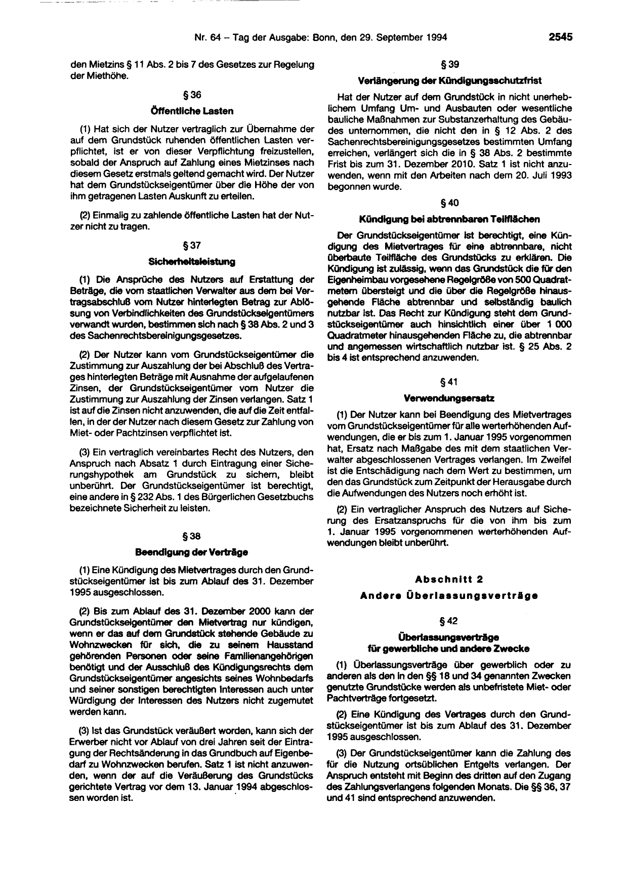 BGBl. 1994, Seite 2545 — Originalseite als Abbildung