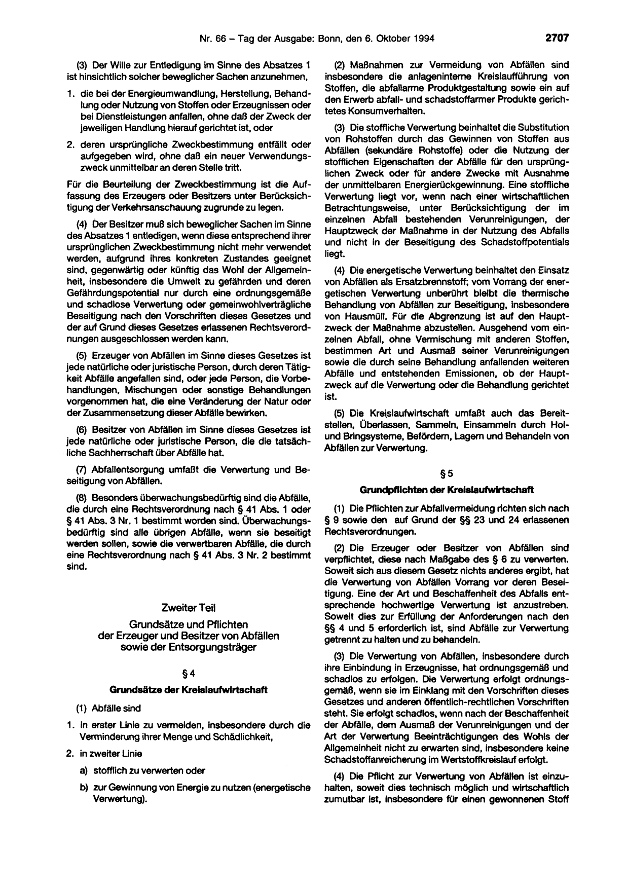 BGBl. 1994, Seite 2707 — Originalseite als Abbildung