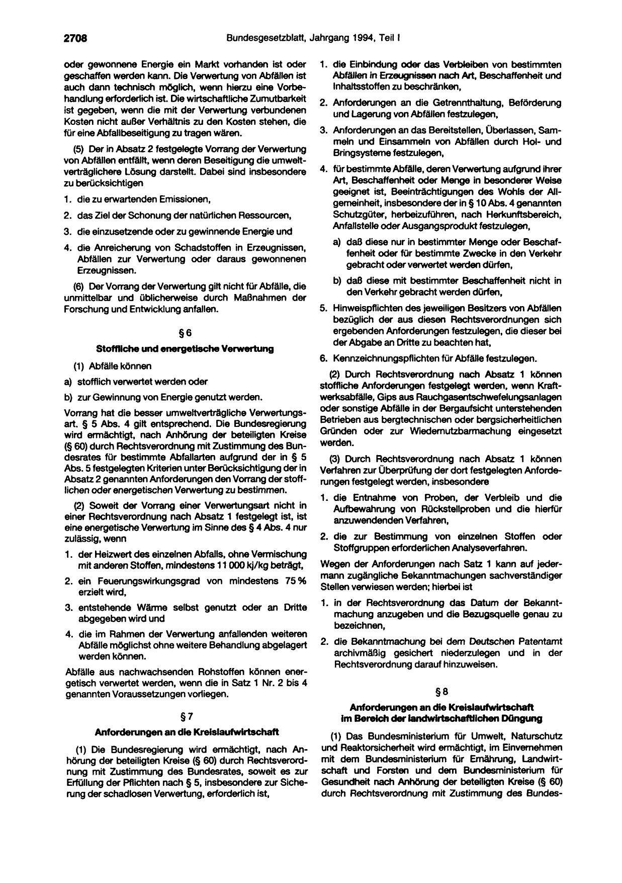 BGBl. 1994, Seite 2708 — Originalseite als Abbildung