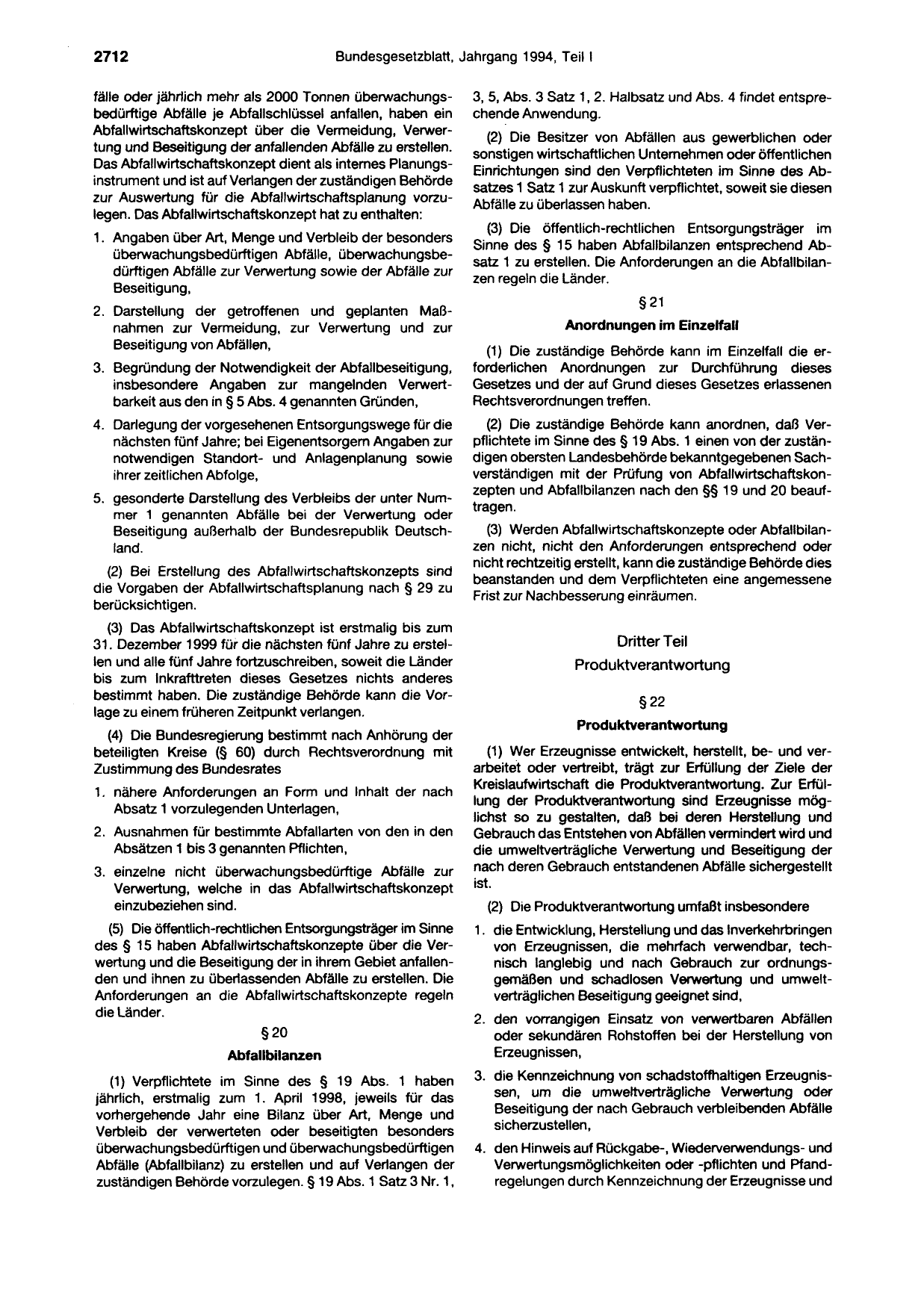 BGBl. 1994, Seite 2712 — Originalseite als Abbildung