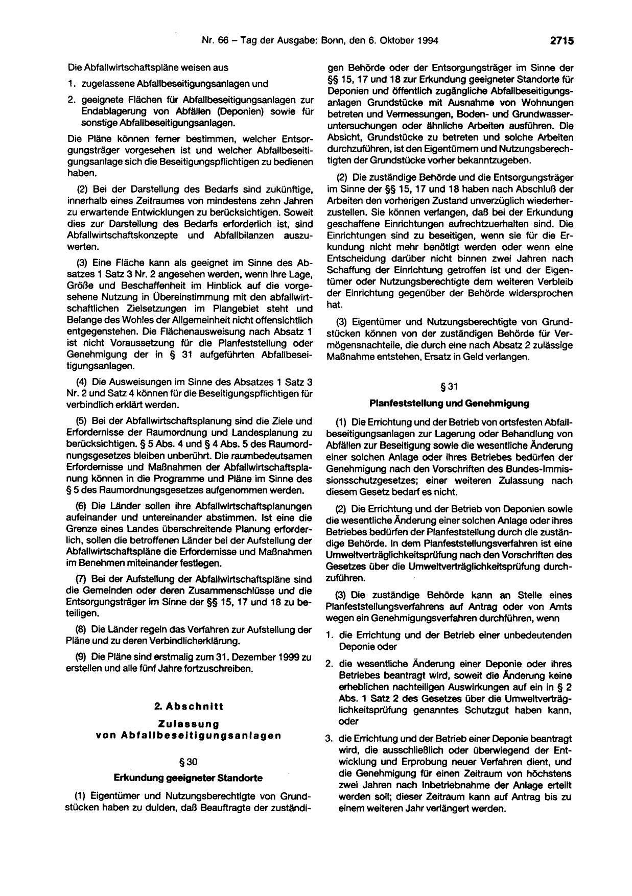 BGBl. 1994, Seite 2715 — Originalseite als Abbildung