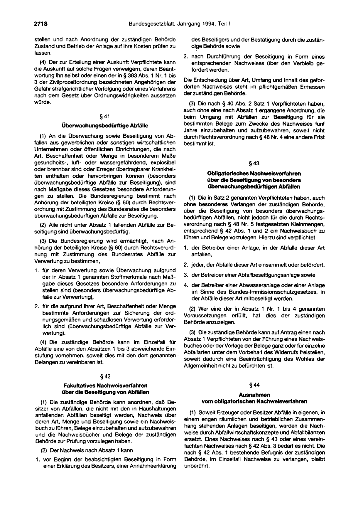 BGBl. 1994, Seite 2718 — Originalseite als Abbildung