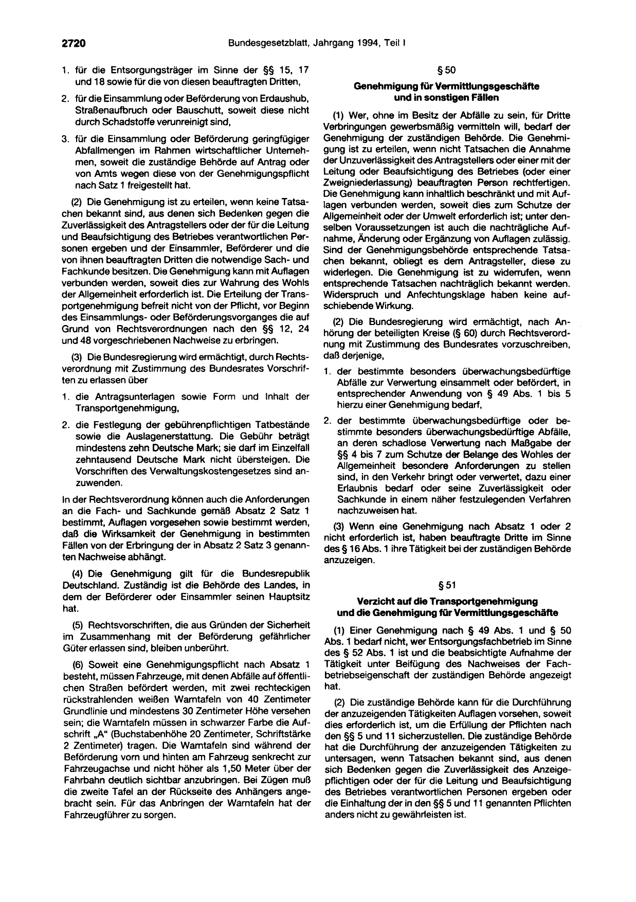 BGBl. 1994, Seite 2720 — Originalseite als Abbildung
