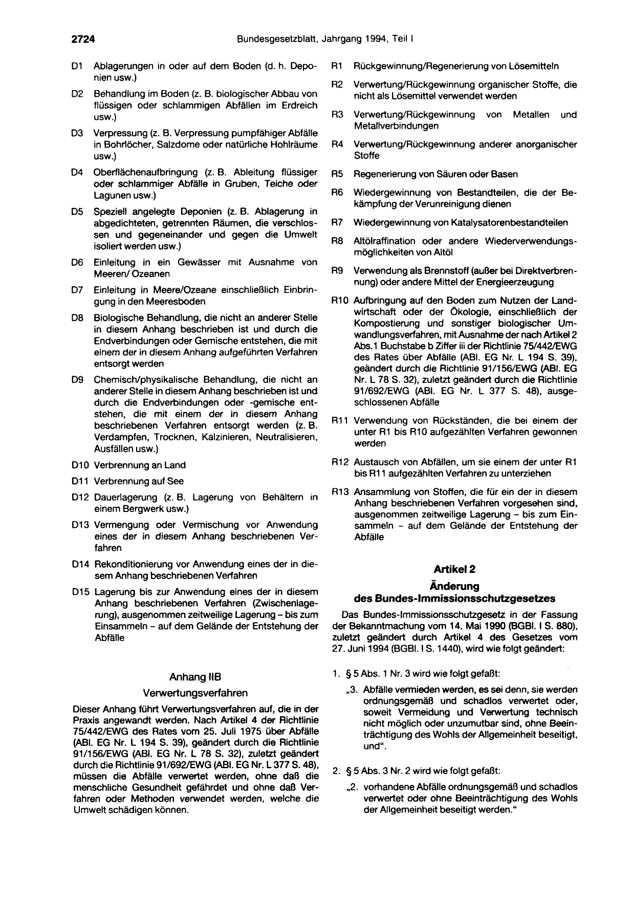 BGBl. 1994, Seite 2724 — Originalseite als Abbildung