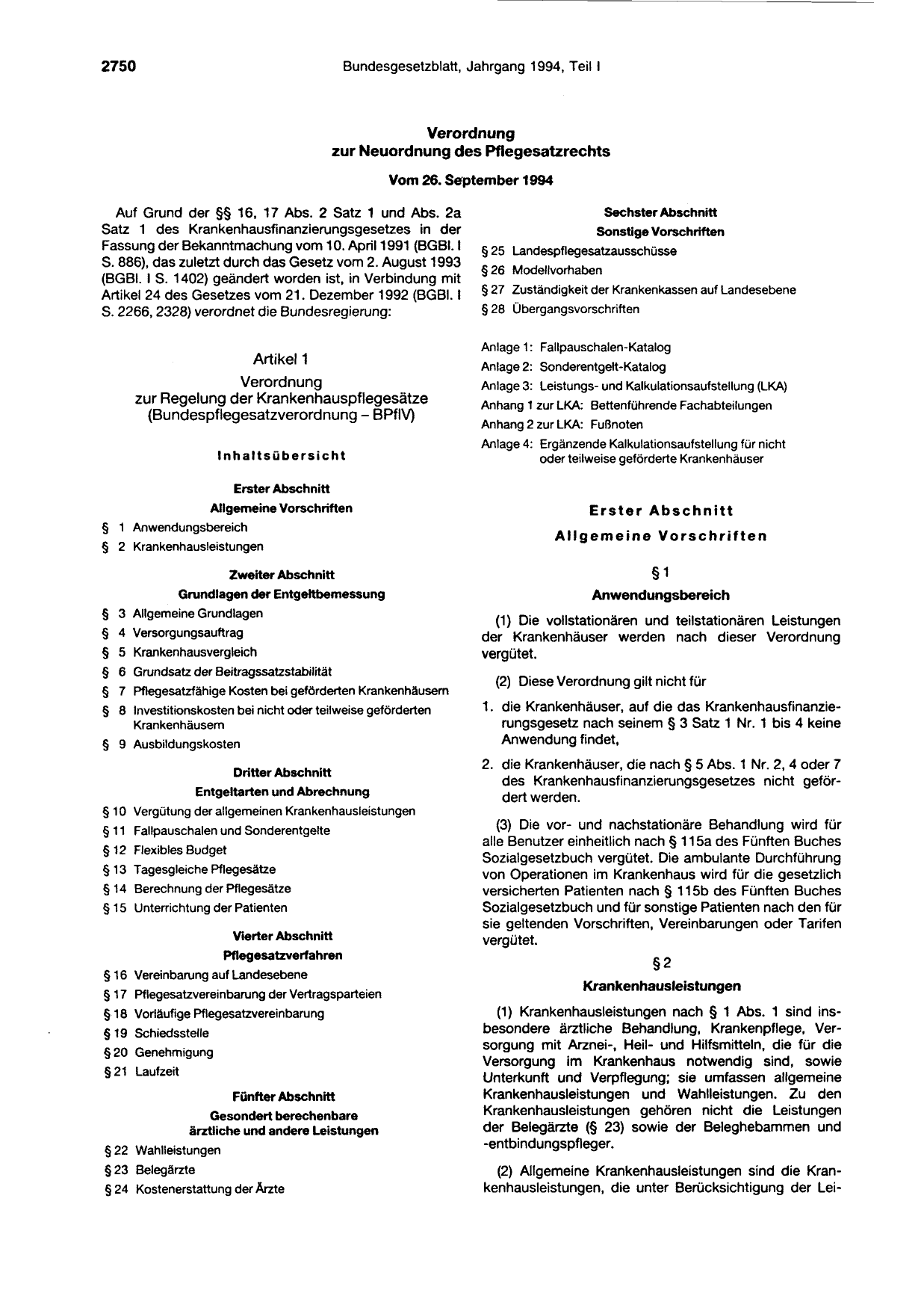 BGBl. 1994, Seite 2750 — Originalseite als Abbildung