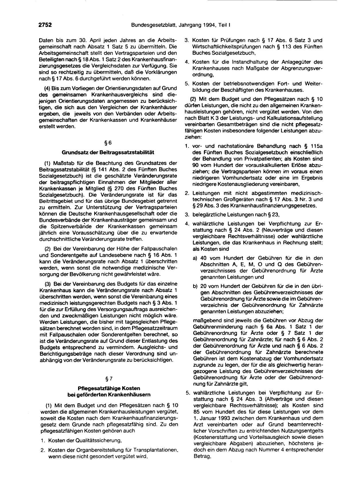 BGBl. 1994, Seite 2752 — Originalseite als Abbildung
