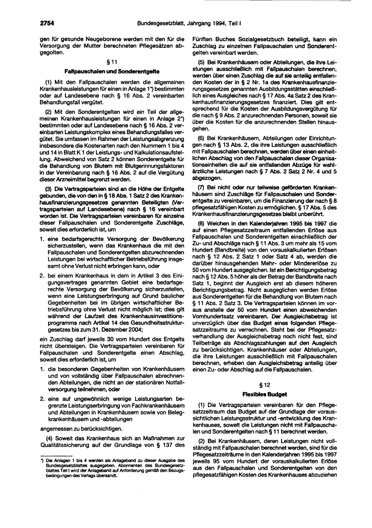 BGBl. 1994, Seite 2754 — Originalseite als Abbildung