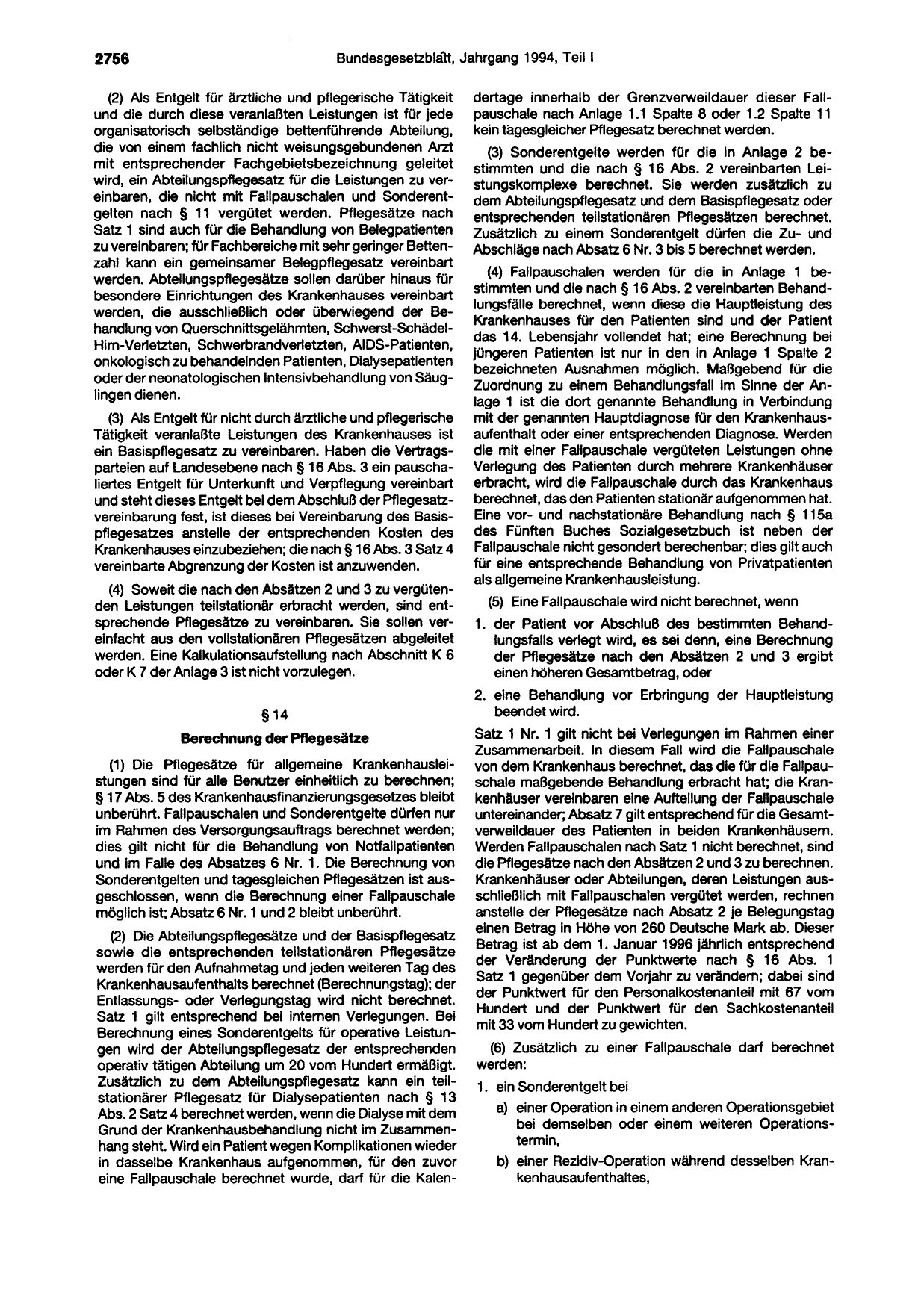 BGBl. 1994, Seite 2756 — Originalseite als Abbildung