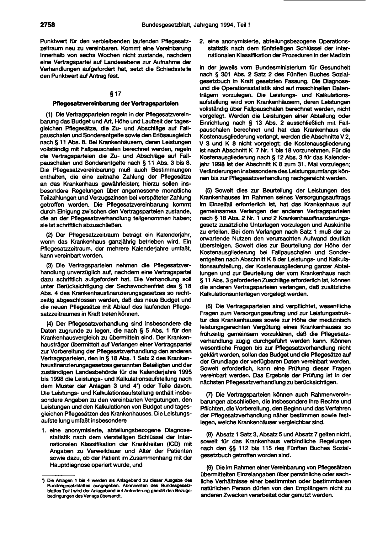 BGBl. 1994, Seite 2758 — Originalseite als Abbildung