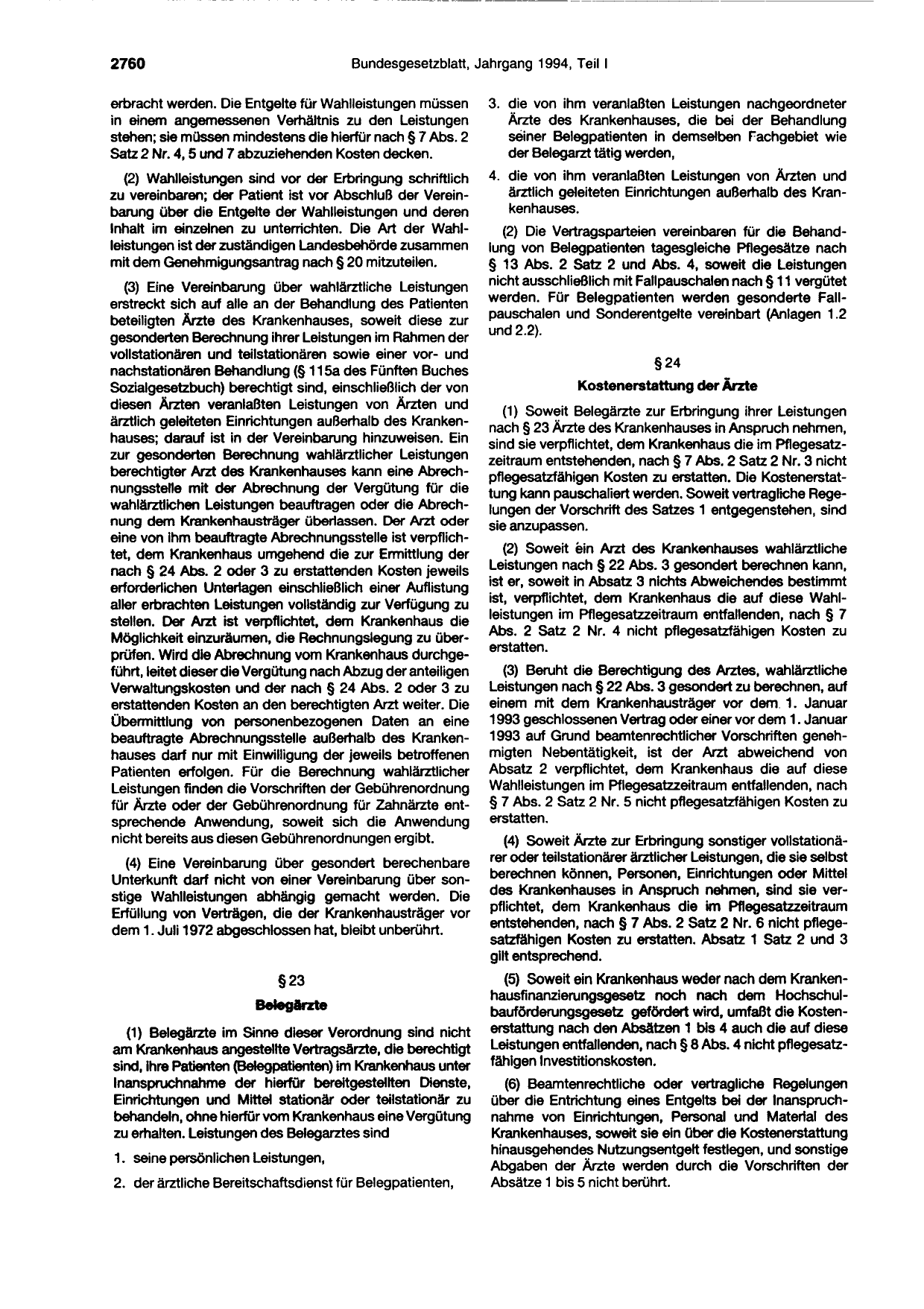 BGBl. 1994, Seite 2760 — Originalseite als Abbildung