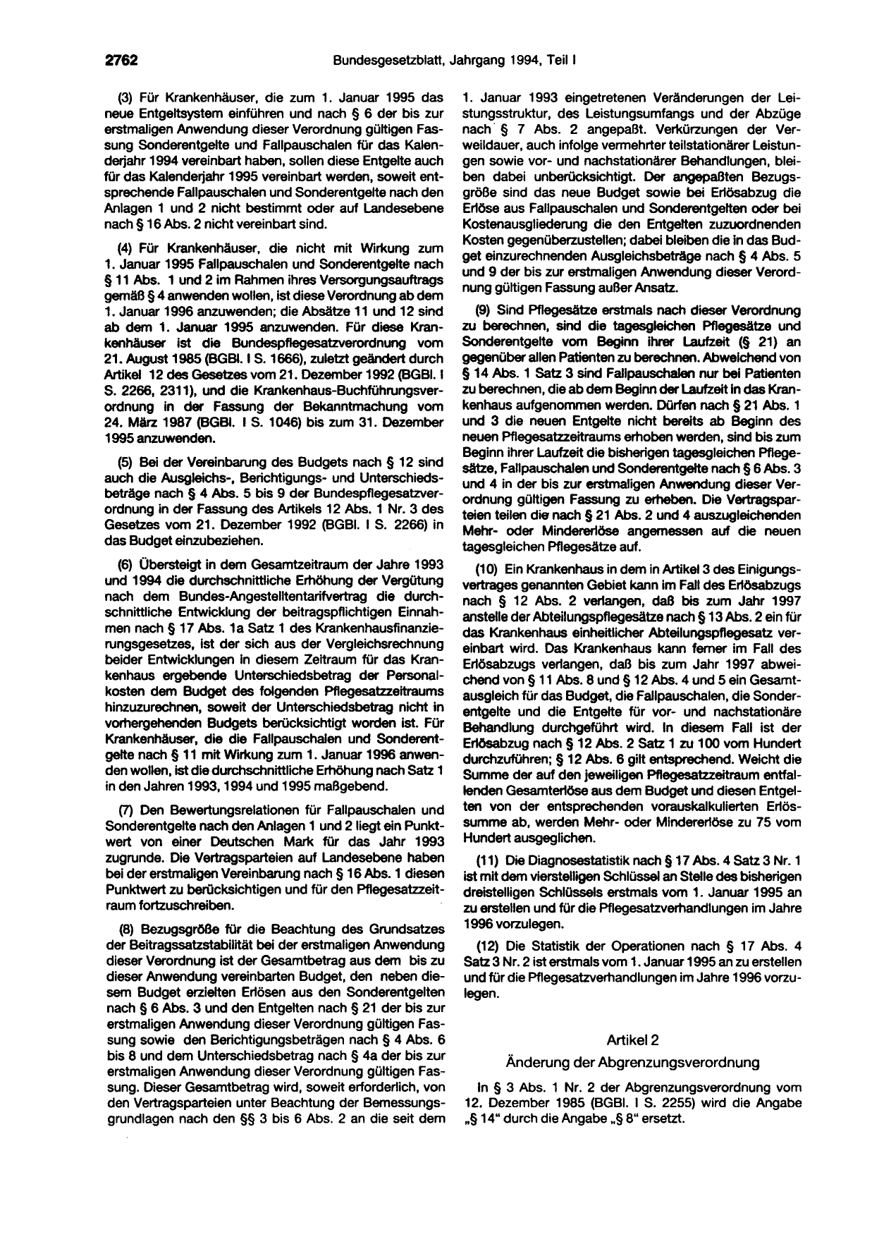 BGBl. 1994, Seite 2762 — Originalseite als Abbildung