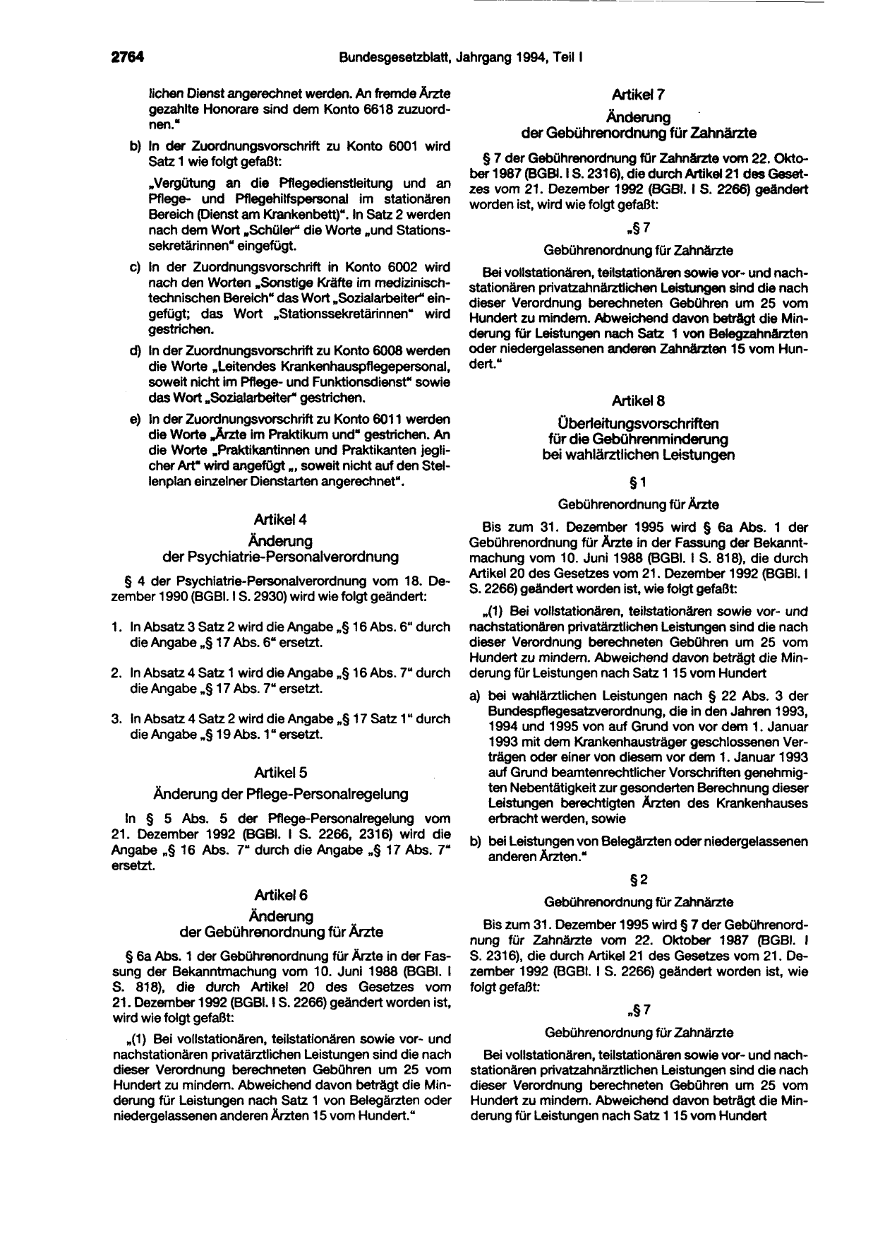 BGBl. 1994, Seite 2764 — Originalseite als Abbildung