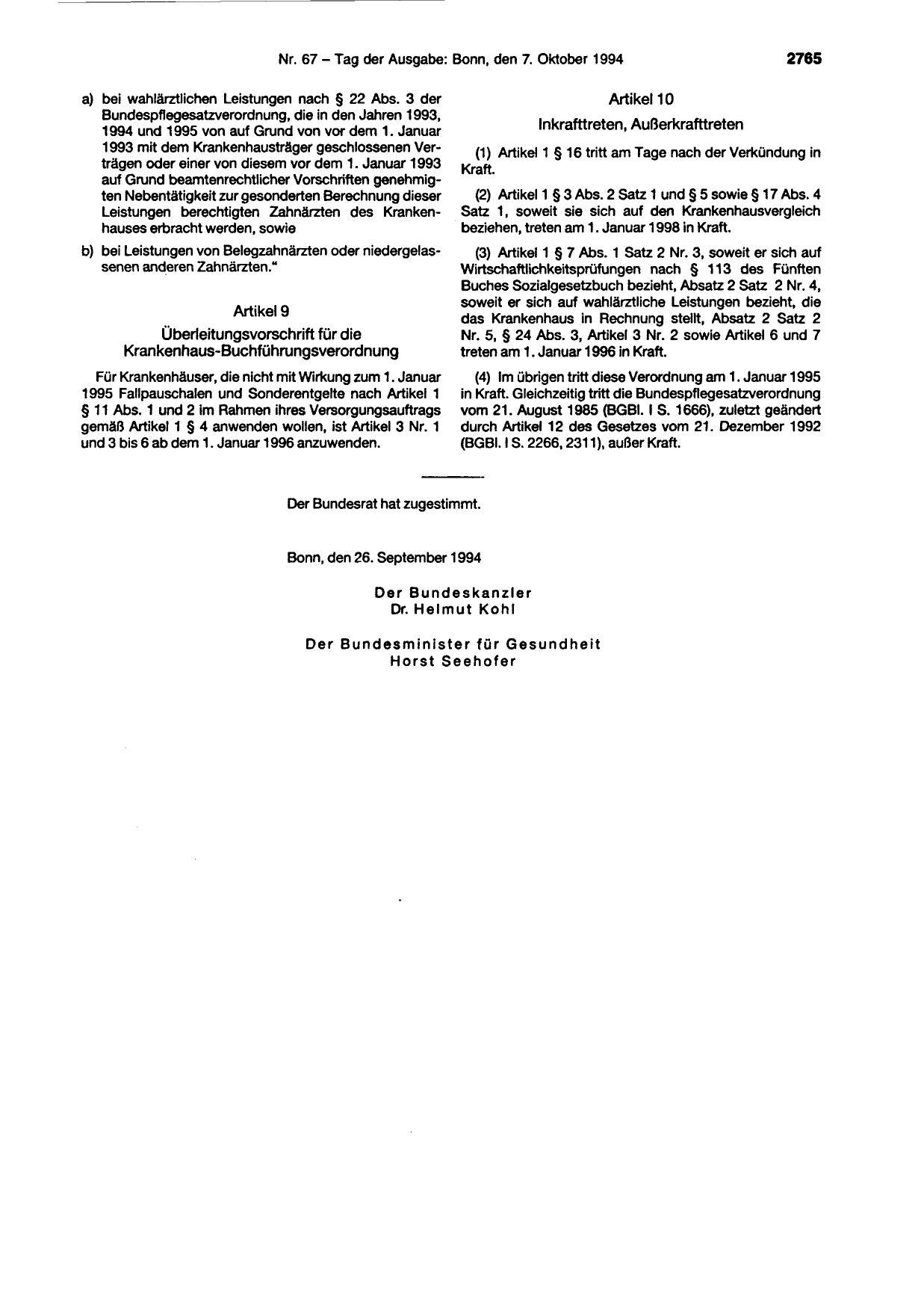 BGBl. 1994, Seite 2765 — Originalseite als Abbildung
