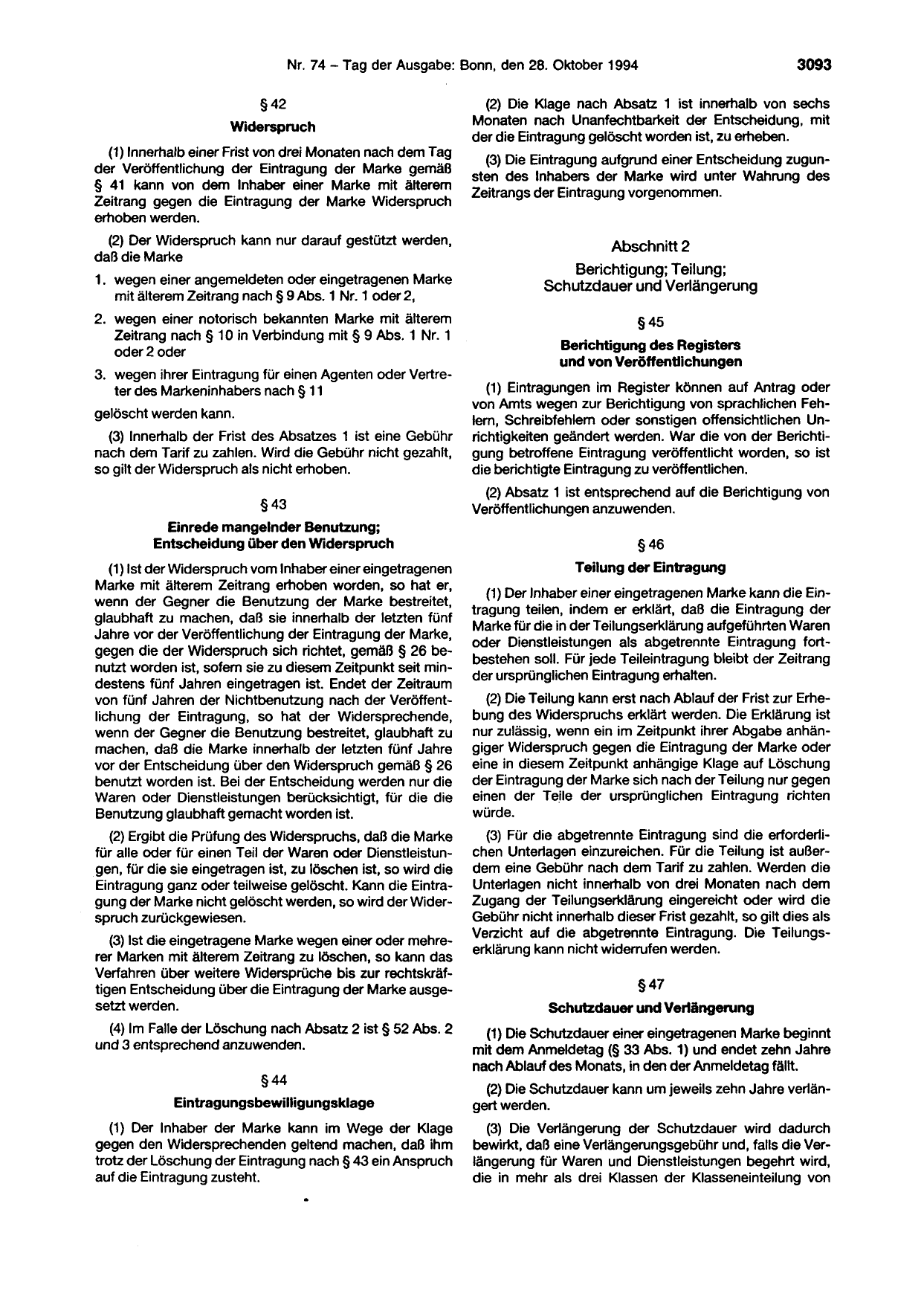 BGBl. 1994, Seite 3093 — Originalseite als Abbildung