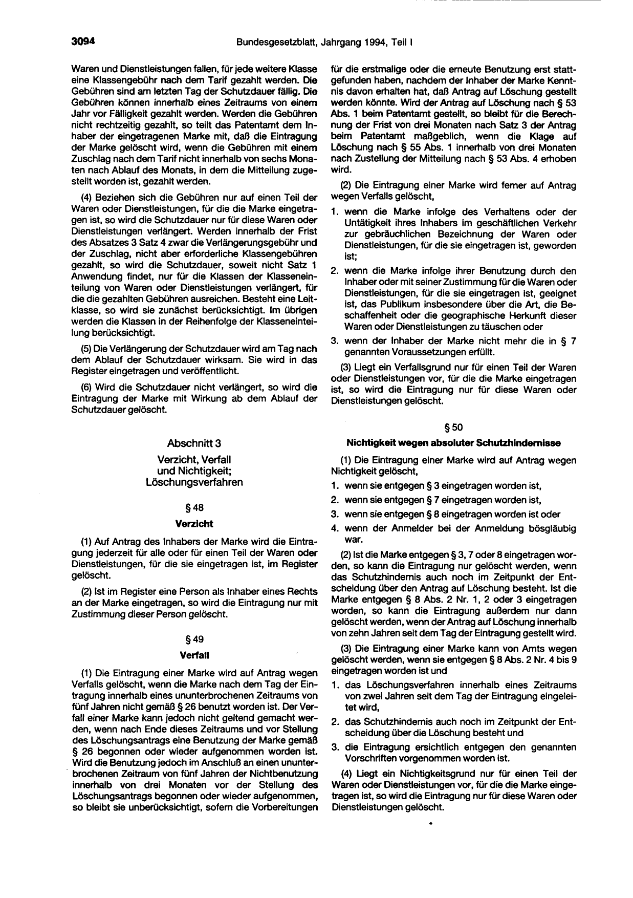 BGBl. 1994, Seite 3094 — Originalseite als Abbildung