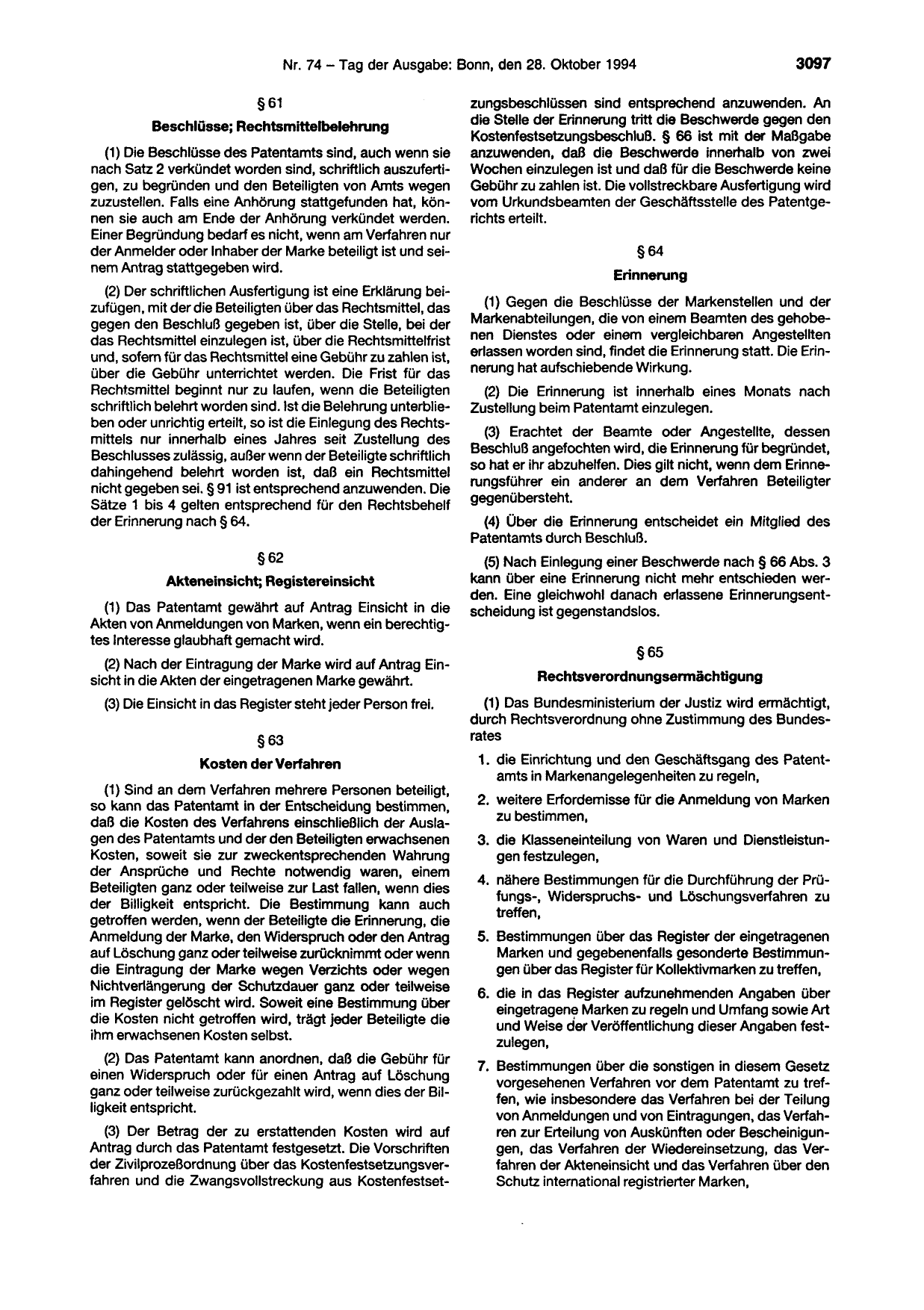 BGBl. 1994, Seite 3097 — Originalseite als Abbildung