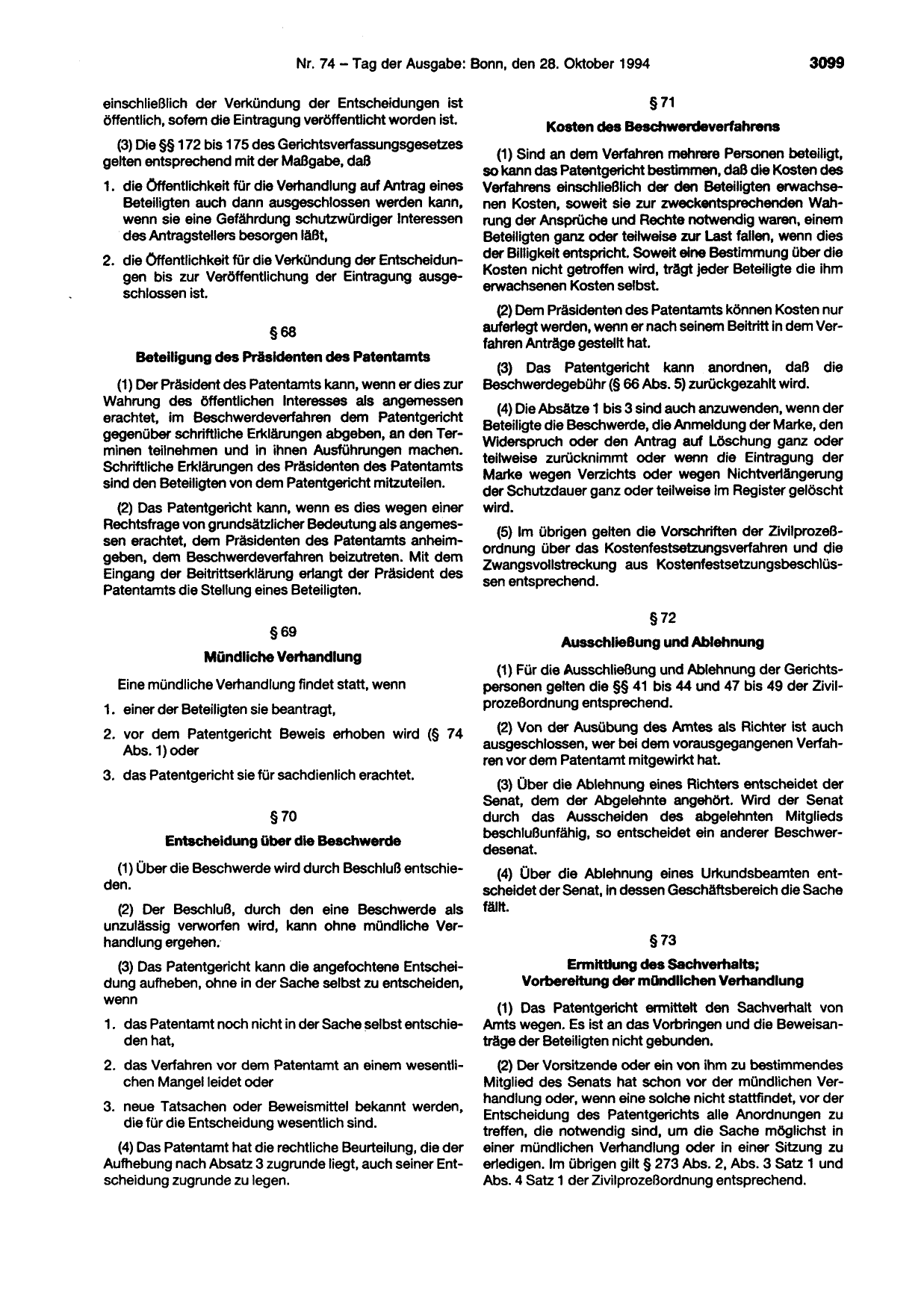 BGBl. 1994, Seite 3099 — Originalseite als Abbildung