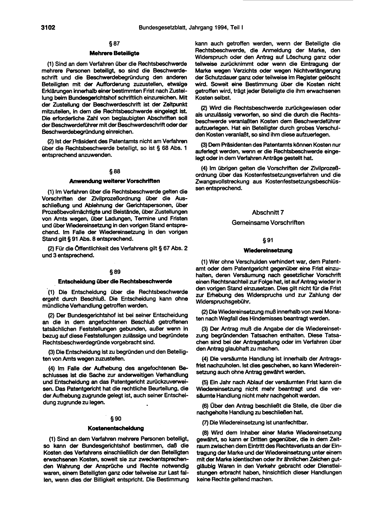 BGBl. 1994, Seite 3102 — Originalseite als Abbildung