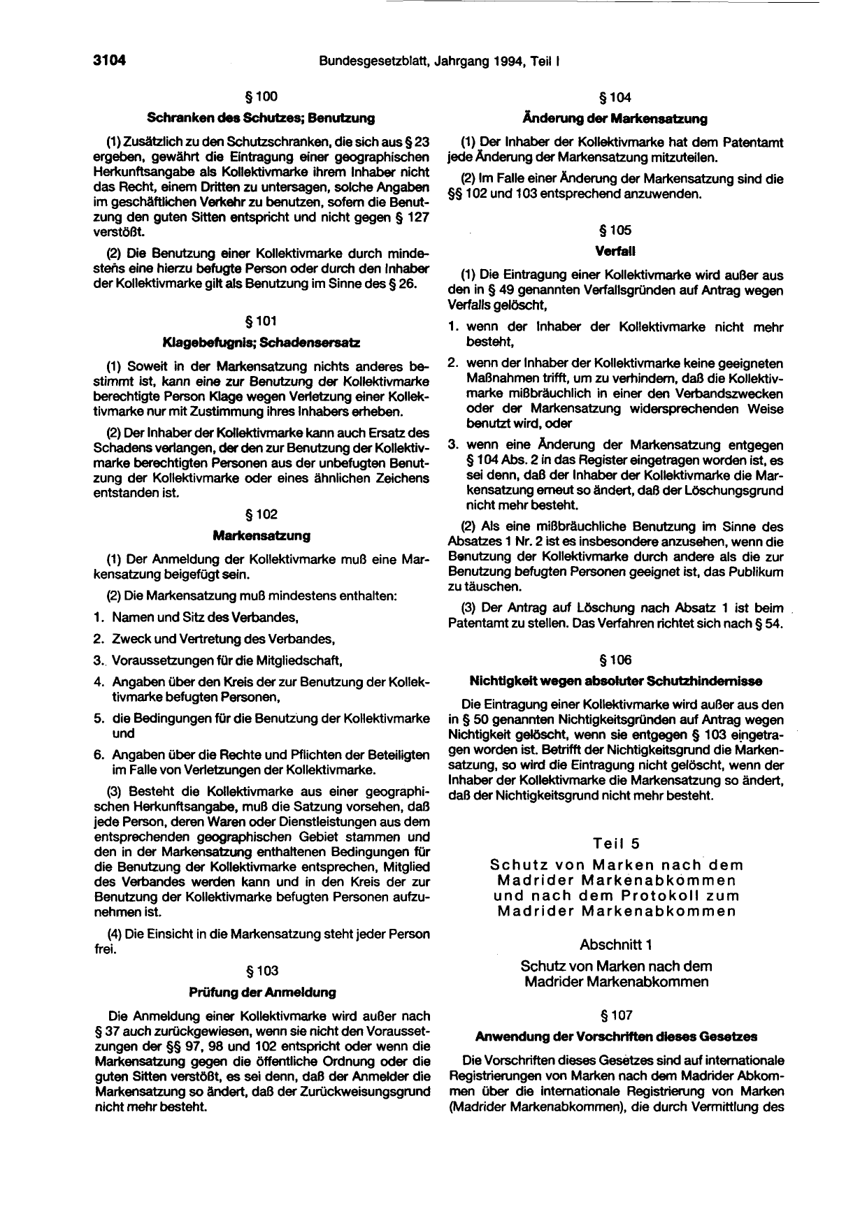 BGBl. 1994, Seite 3104 — Originalseite als Abbildung
